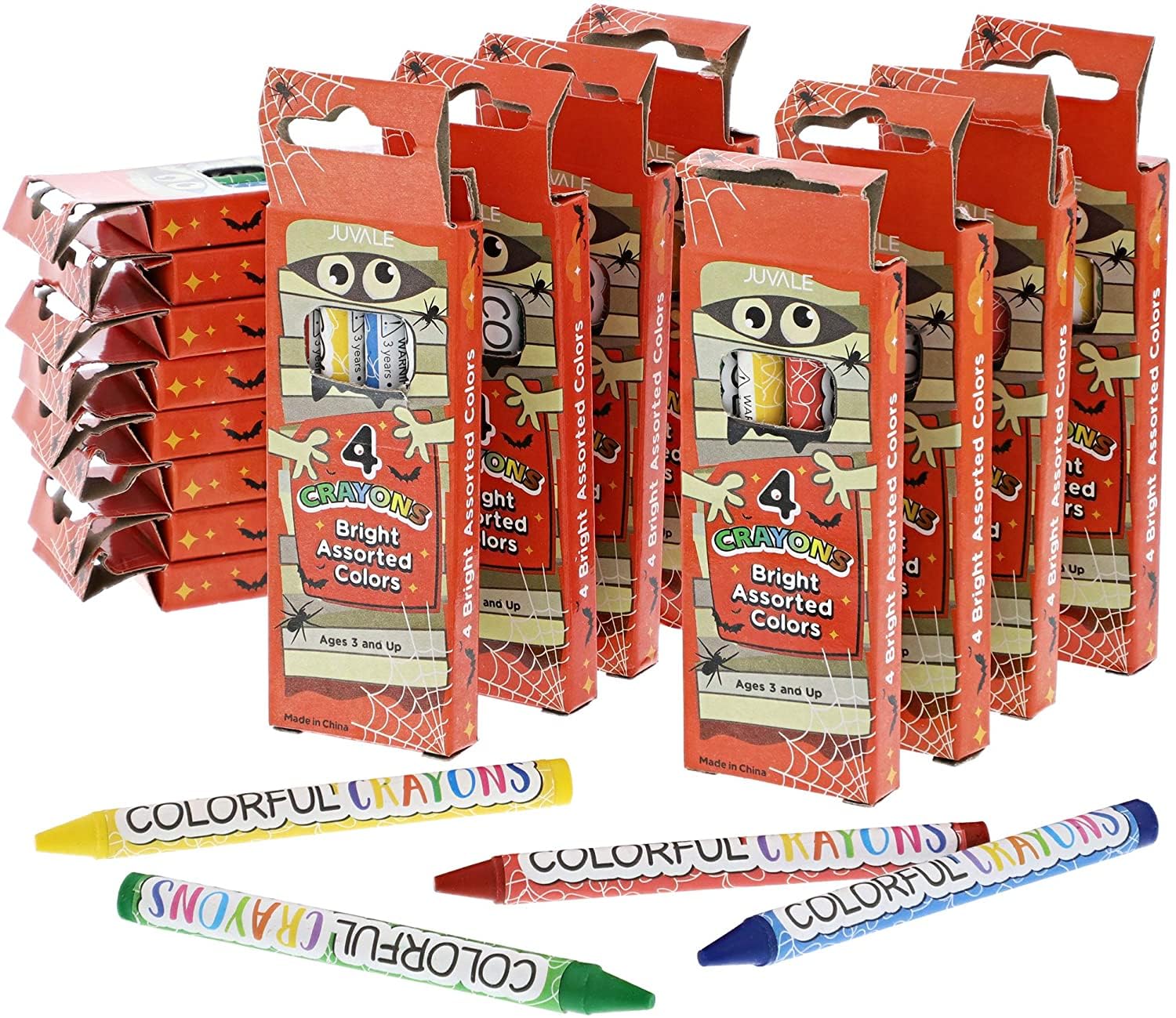 Juvale 30-Pack Halloween Crayons - Fun School Supplies for Kids, Party Favors & Classroom Activities - 4 Colors for Drawing, Doodling, Writing & Coloring - Perfect for Halloween Parties, School Projects & Creative Play