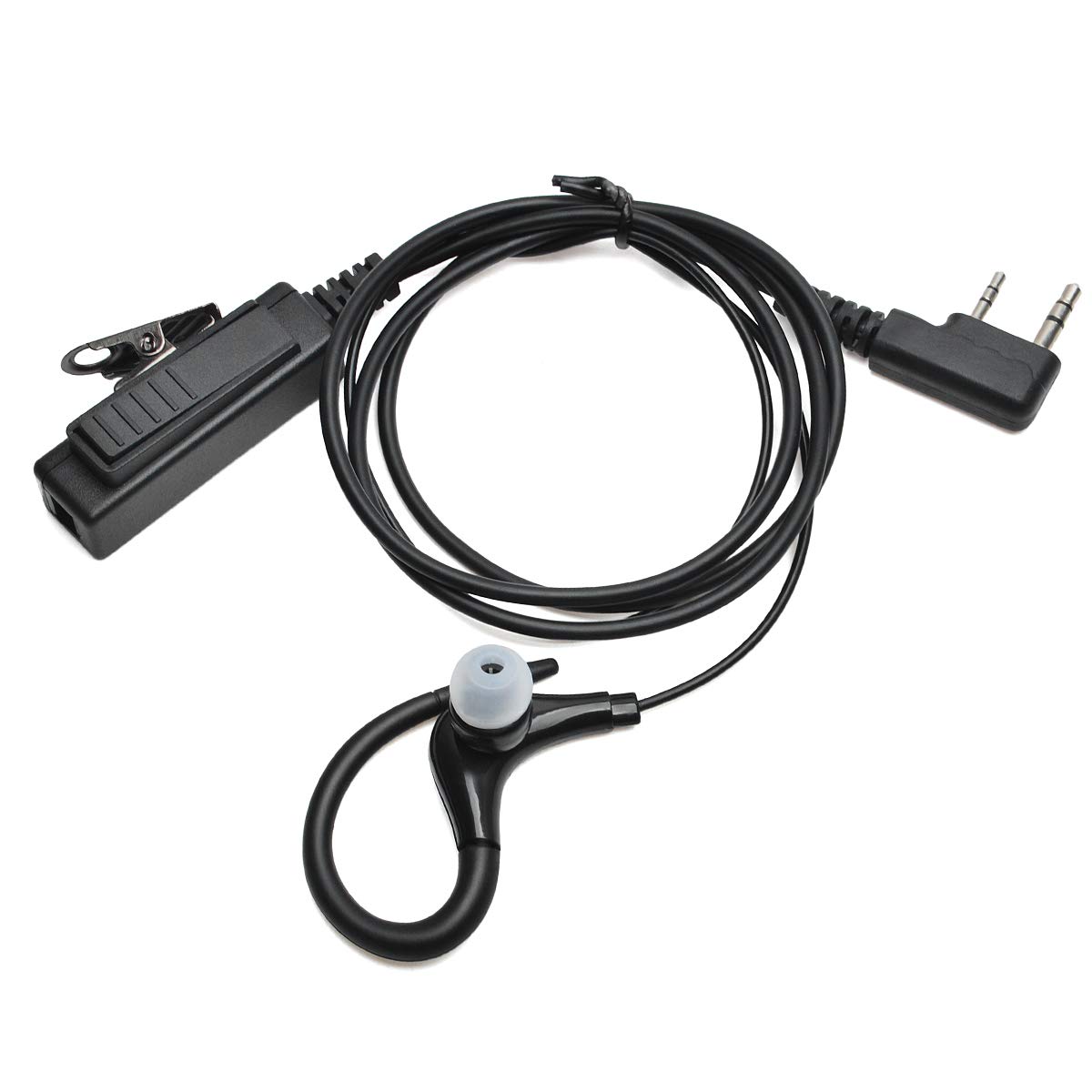 HYS G-Shape Two-Way Radio Earpiece with Inline PTT Mic - Police Security Headset Compatible with Kenwood, Baofeng UV-5R/UV-82/BF-888S, Wouxun 2-Pin Walkie Talkies - Ideal for Law Enforcement, Security Guards & Event Staff Communication