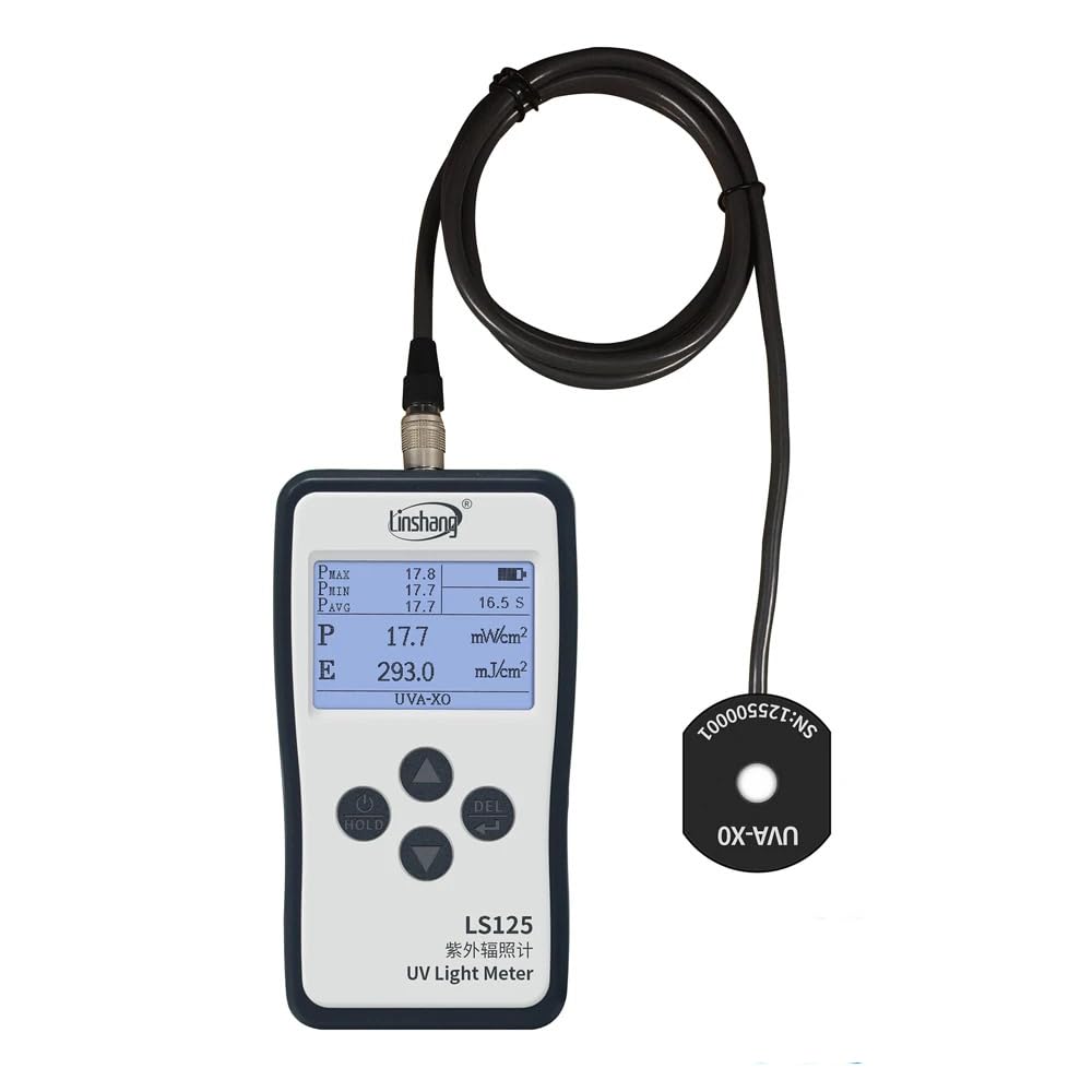 LS125 UV Light Meter - High Precision UV Intensity Tester for 365nm 395nm UVA LED UVB UVC with Waterproof Sensor Probe | Easy Operation | Ideal for Water Purification, Germicidal Lamps & UV Curing Applications (LS125+UVA-X0)