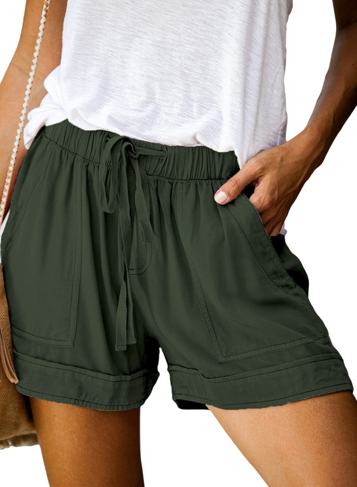 Dokotoo Women's Comfortable Drawstring Casual Elastic Waist Shorts with Pockets - Perfect for Yoga, Running, Travel and Lounge Wear