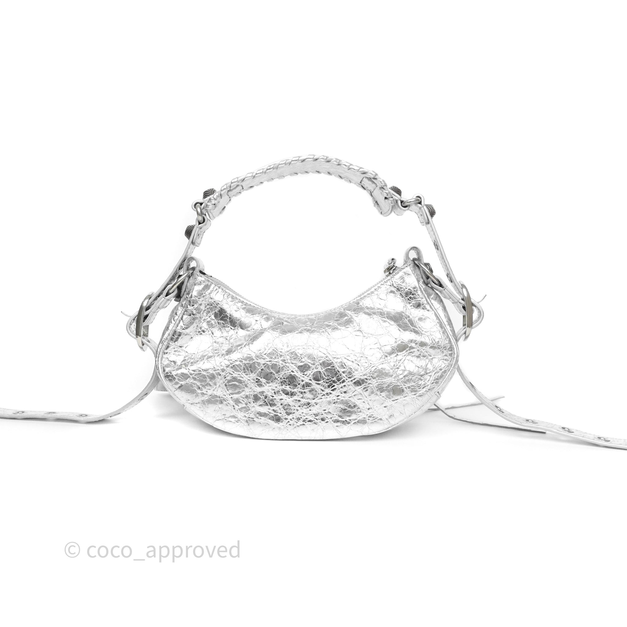Balenciaga Le Cagole Shoulder Bag in Metallic Silver - Stylish Crossbody Purse for Women, Perfect for Night Out, Party & Everyday Use