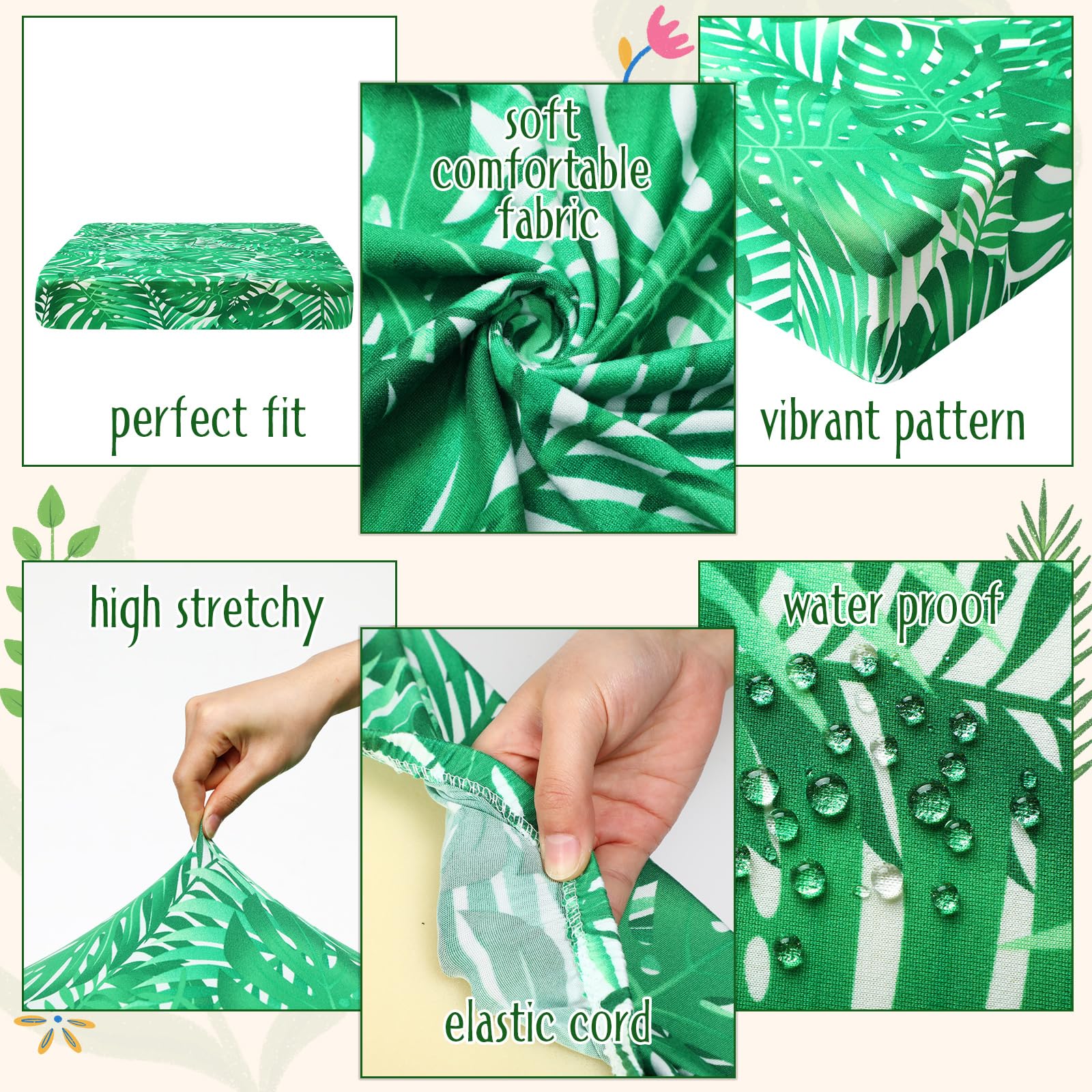 **Spiareal 8-Piece Waterproof Outdoor Sofa Cover Set - Stretch Patio Cushion Covers with 4 Backrest & 4 Seat Protectors - Durable Furniture Protector for Rain, Sun & Dust (Monstera Leaf Design) - Perfect for Garden, Deck, Poolside & Patio Furniture**