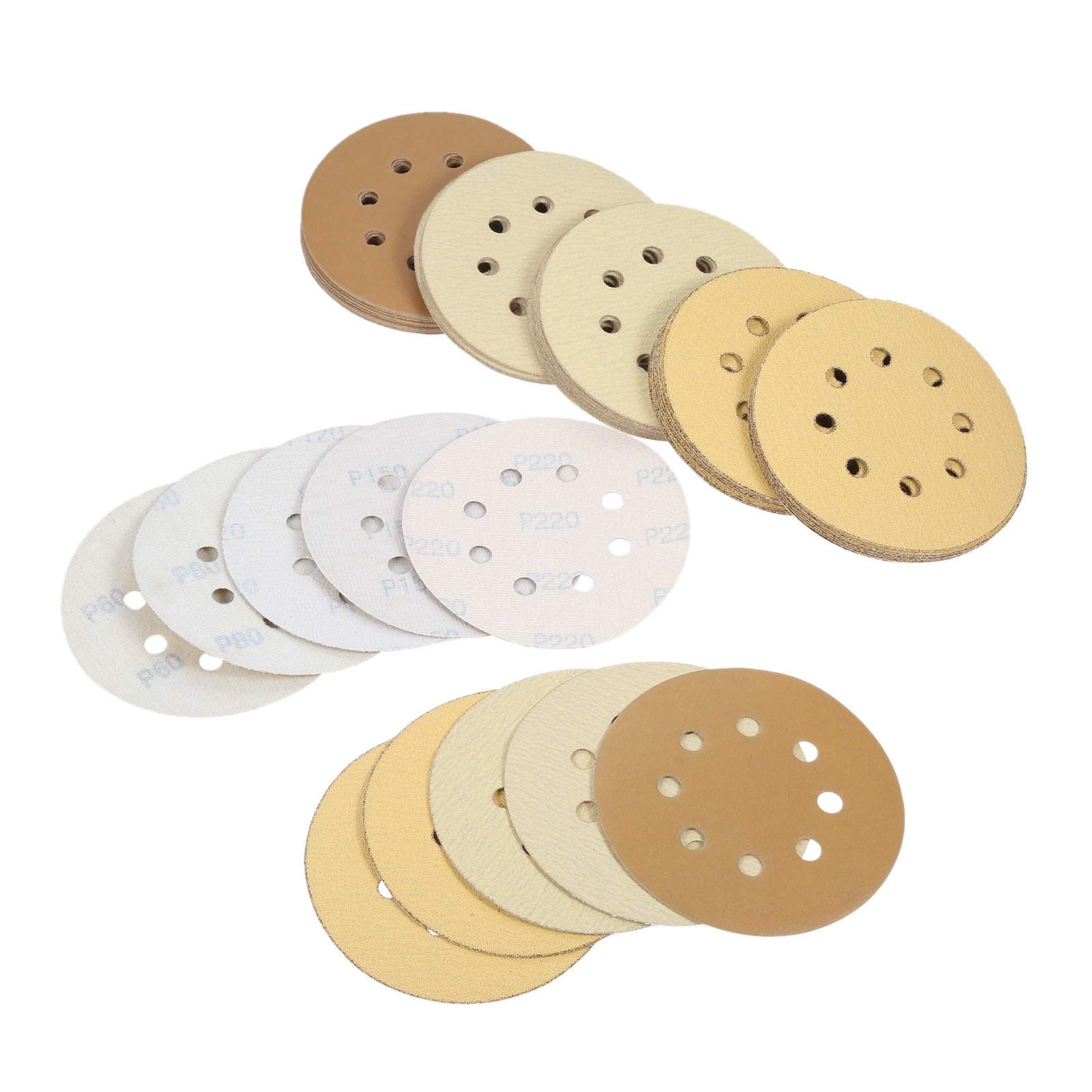 10pcs 5 Inch 125mm Round Sanding Discs with 8 Holes - 60-220 Grit Sandpaper for Wood, Metal & Auto Polishing - Durable Buffing Pads for Angle Grinder & Drill - Perfect for DIY Projects & Professional Finishing (Grit 80)