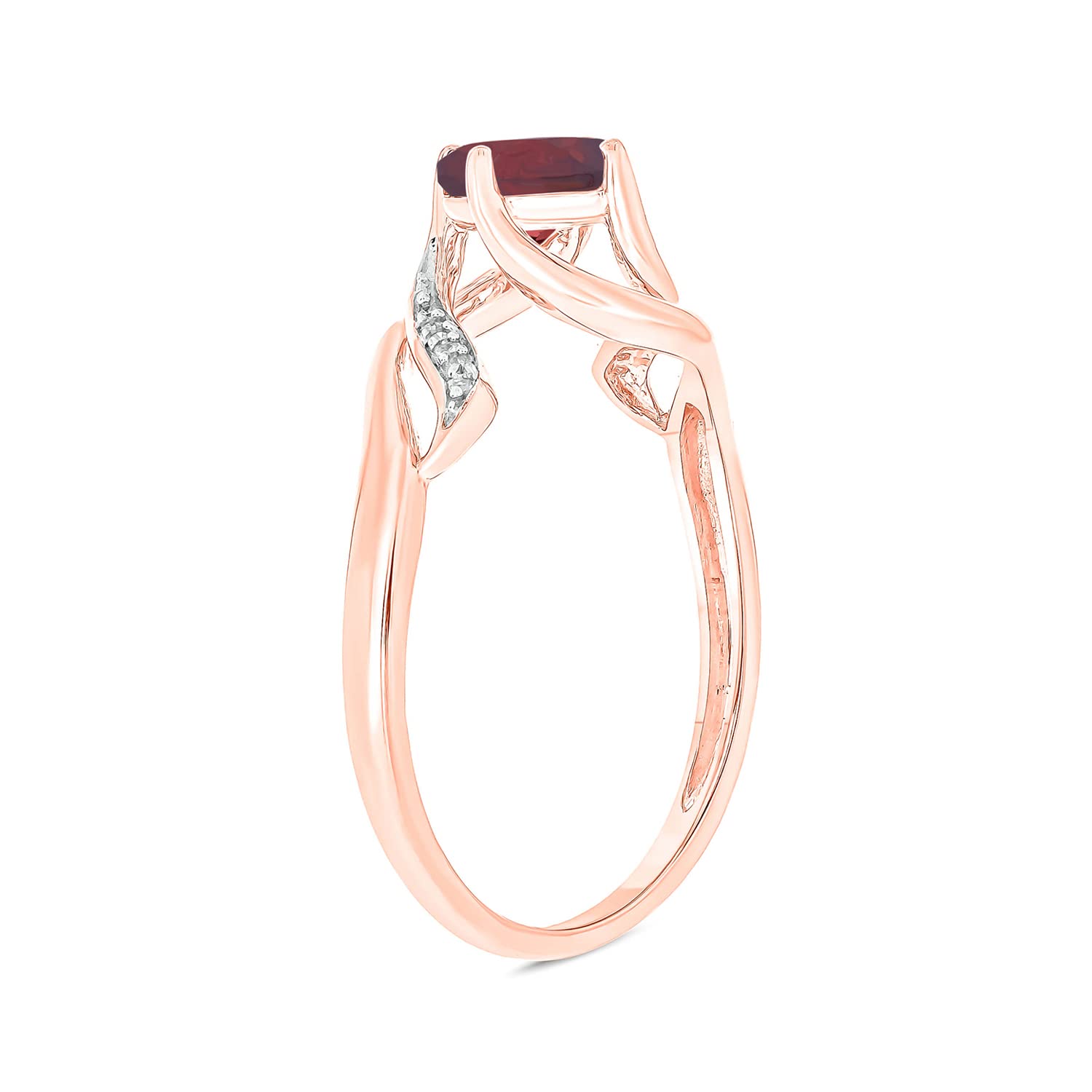 10K Gold Gemstone Bypass Ring for Women - Diamond Accent Bypass Shank Fashion Ring with Natural Gemstone in Yellow, Rose or White Gold | Elegant Gift for Anniversary, Valentine's Day or Special Occasion
