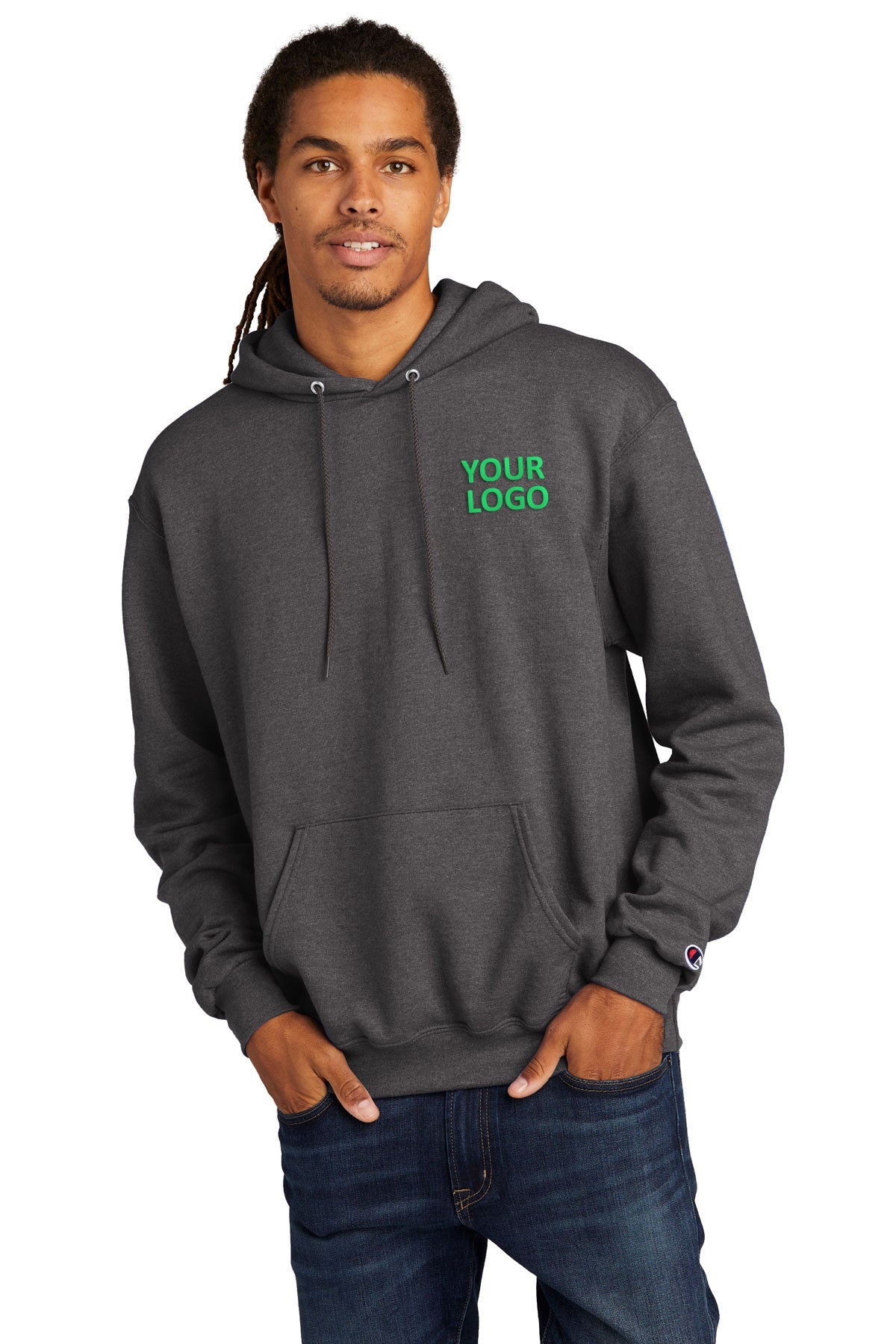 Champion Eco Fleece Pullover Hoodie for Men & Women - Soft Charcoal Heather Sweatshirt - Cozy Casual Wear for Gym, Lounge & Outdoor Activities