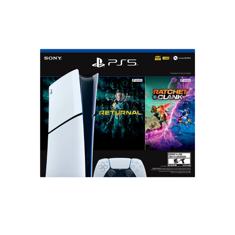 PS5 Slim Digital Edition Console with 2 Games - Next-Gen Gaming for Home Entertainment & Family Fun