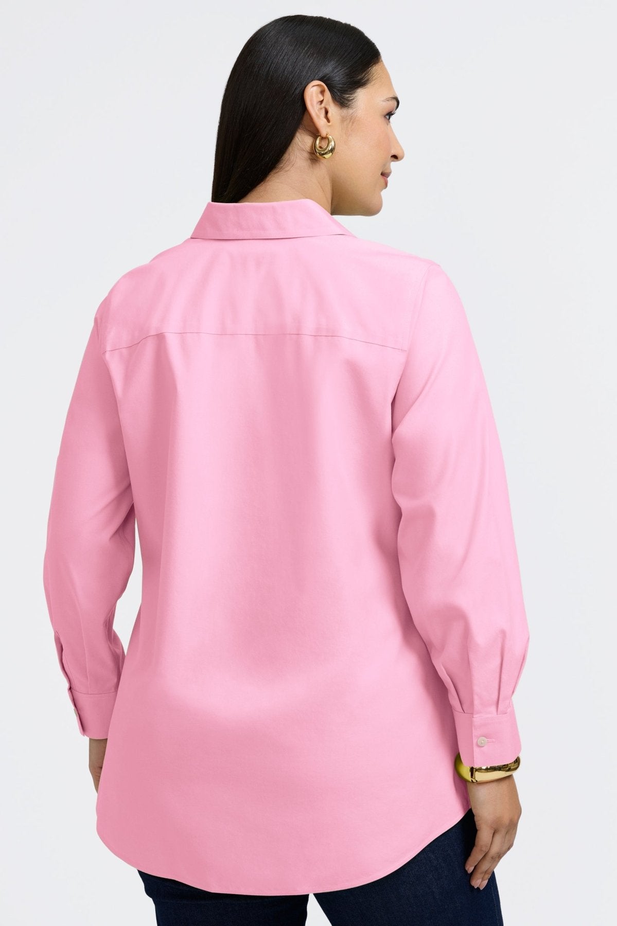 Cici Plus Wrinkle-Free Pinpoint Long Sleeve Tunic Shirt for Women - Perfect for Office Wear & Casual Outfits