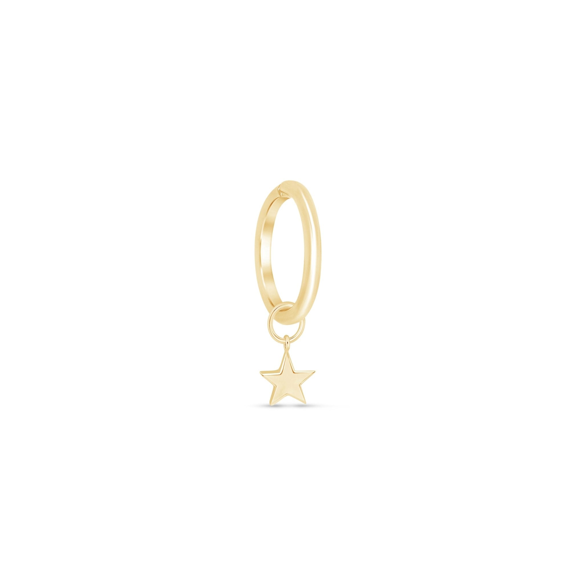 14k Yellow Gold Hoop Earrings with Star Charm - Perfect for Everyday Wear, Gifts & Special Occasions