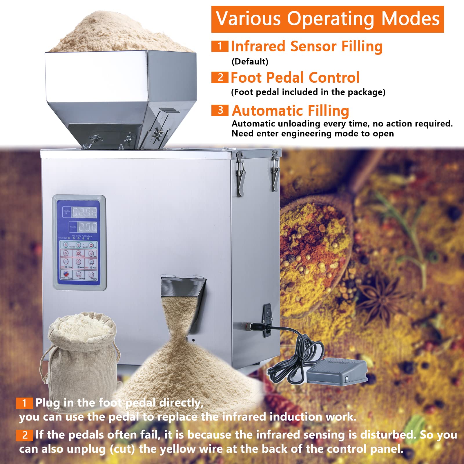 Automatic Powder Filling Machine for Flour, Beans & Glitter | 1-200g Capacity | Particle Dispenser for Food, Cosmetics & Crafts Packaging