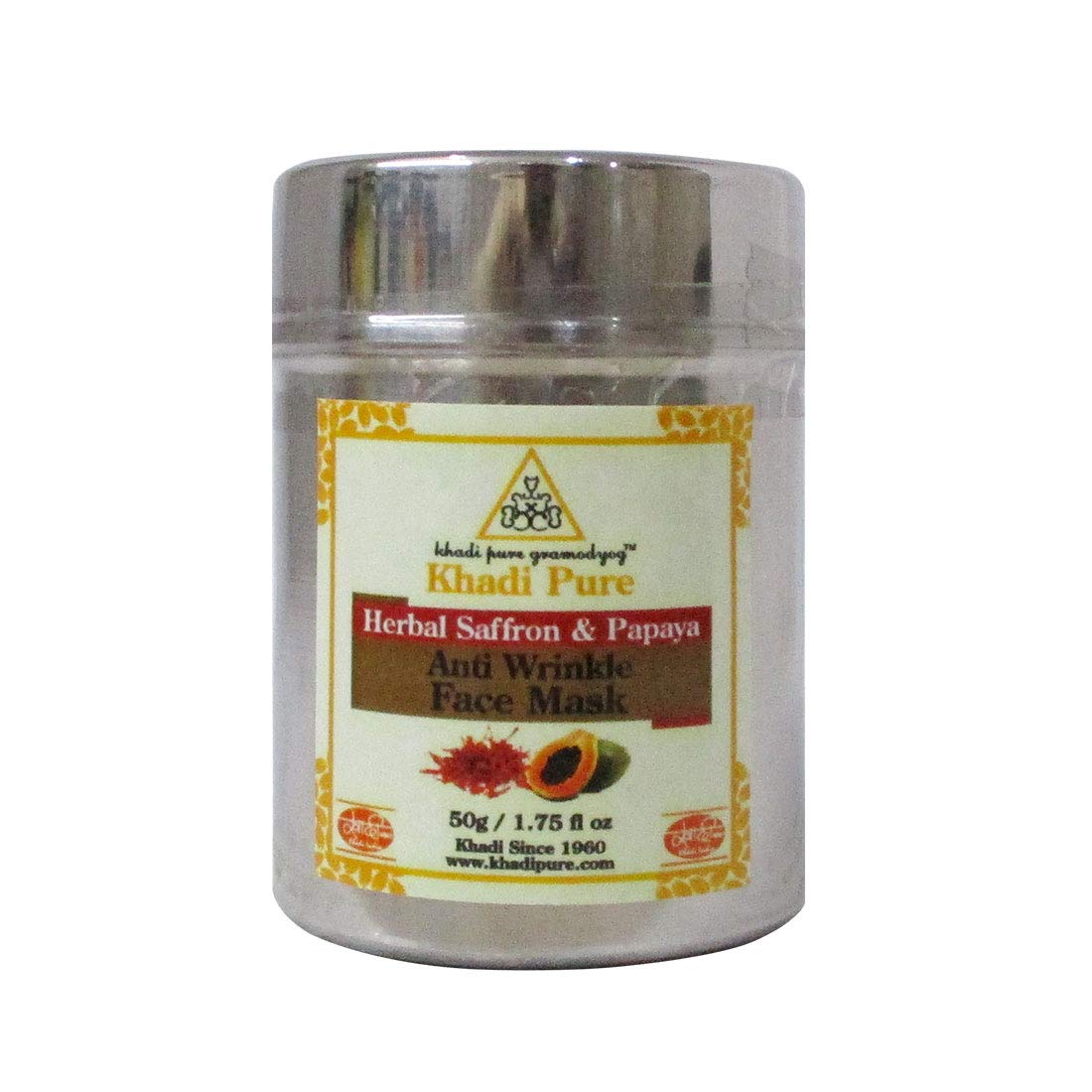 Khadi Pure Herbal Saffron & Papaya Anti-Wrinkle Face Mask - 50g | Natural Skincare for Youthful Glow | Perfect for Daily Use & Spa Nights