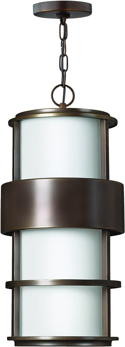 10W Saturn 1 Light LED Outdoor Pendant Light in Metro Bronze - Weatherproof Hanging Fixture for Porch, Patio, Deck & Garden Lighting