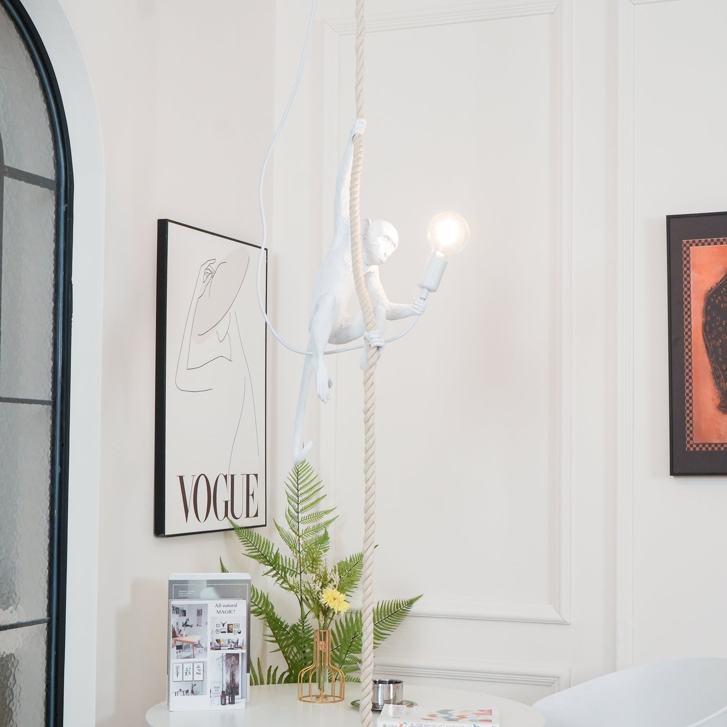 Stylish Monkey Pendant Light - Handmade Boho Decor for Living Room, Bedroom & Nursery - Unique Animal-Themed Ceiling Lighting Fixture for Home Decor