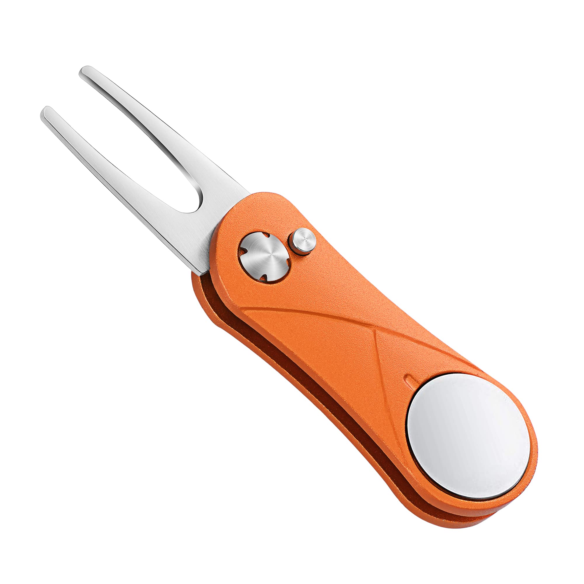 Premium Metal Golf Divot Repair Tool with Magnetic Ball Marker | Foldable Alloy Divot Fixer with Pop-Up Button | Golf Accessories for Men & Women | Perfect for Greens Repair & Course Maintenance
