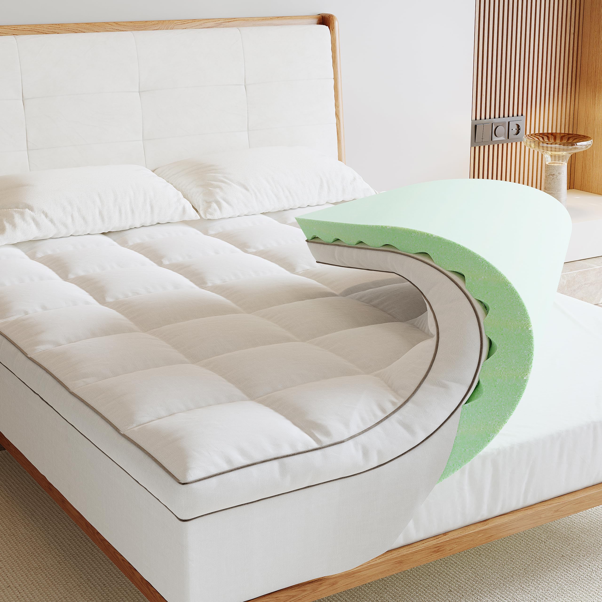 4 Inch Cooling Gel Memory Foam Mattress Topper King Size - Dual Layer (2