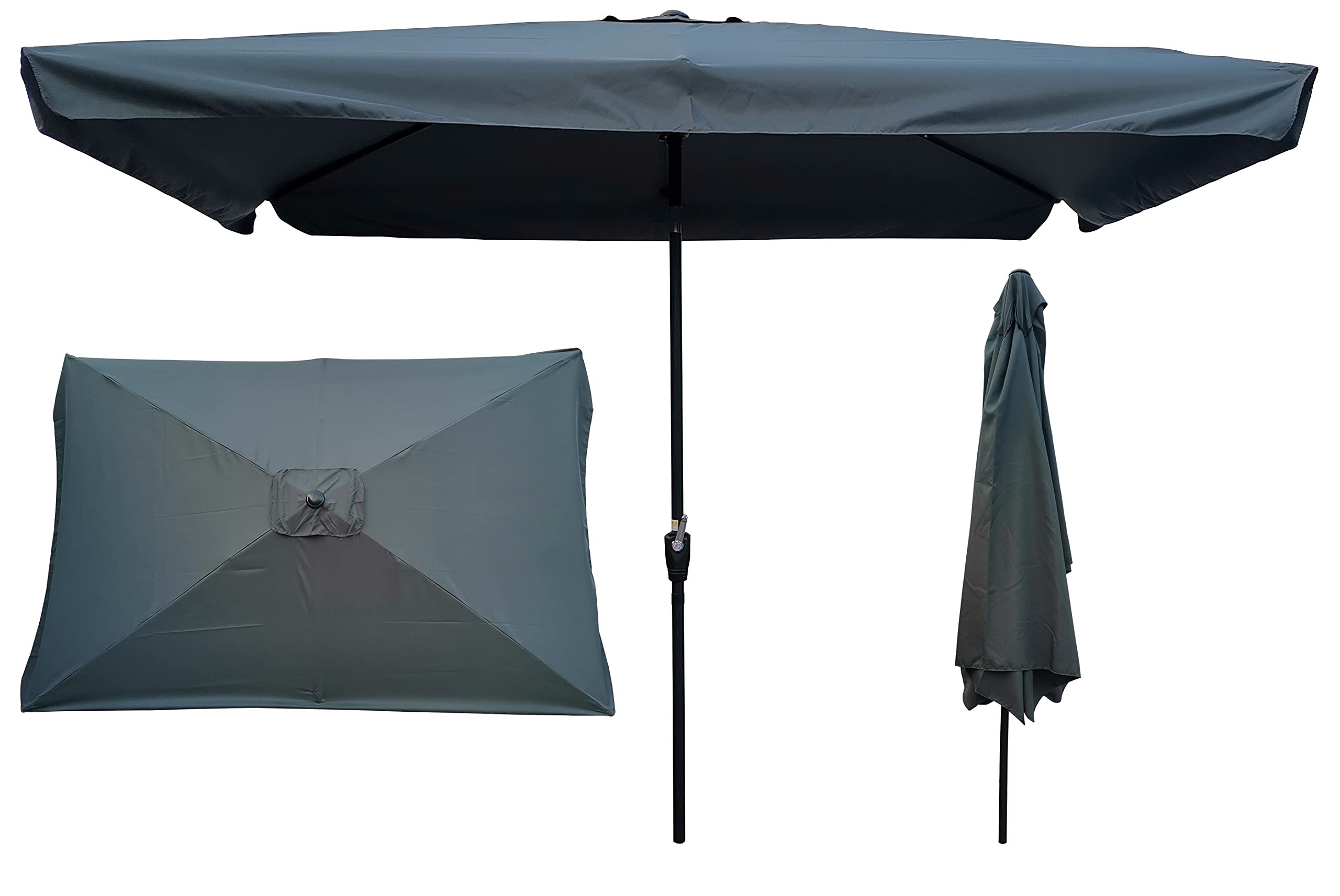 M MUNCASO 10 x 6.5ft Rectangular Patio Umbrella with Crank & Push Button Tilt - Outdoor Market Umbrella for Garden, Pool, Deck & Backyard Relaxation