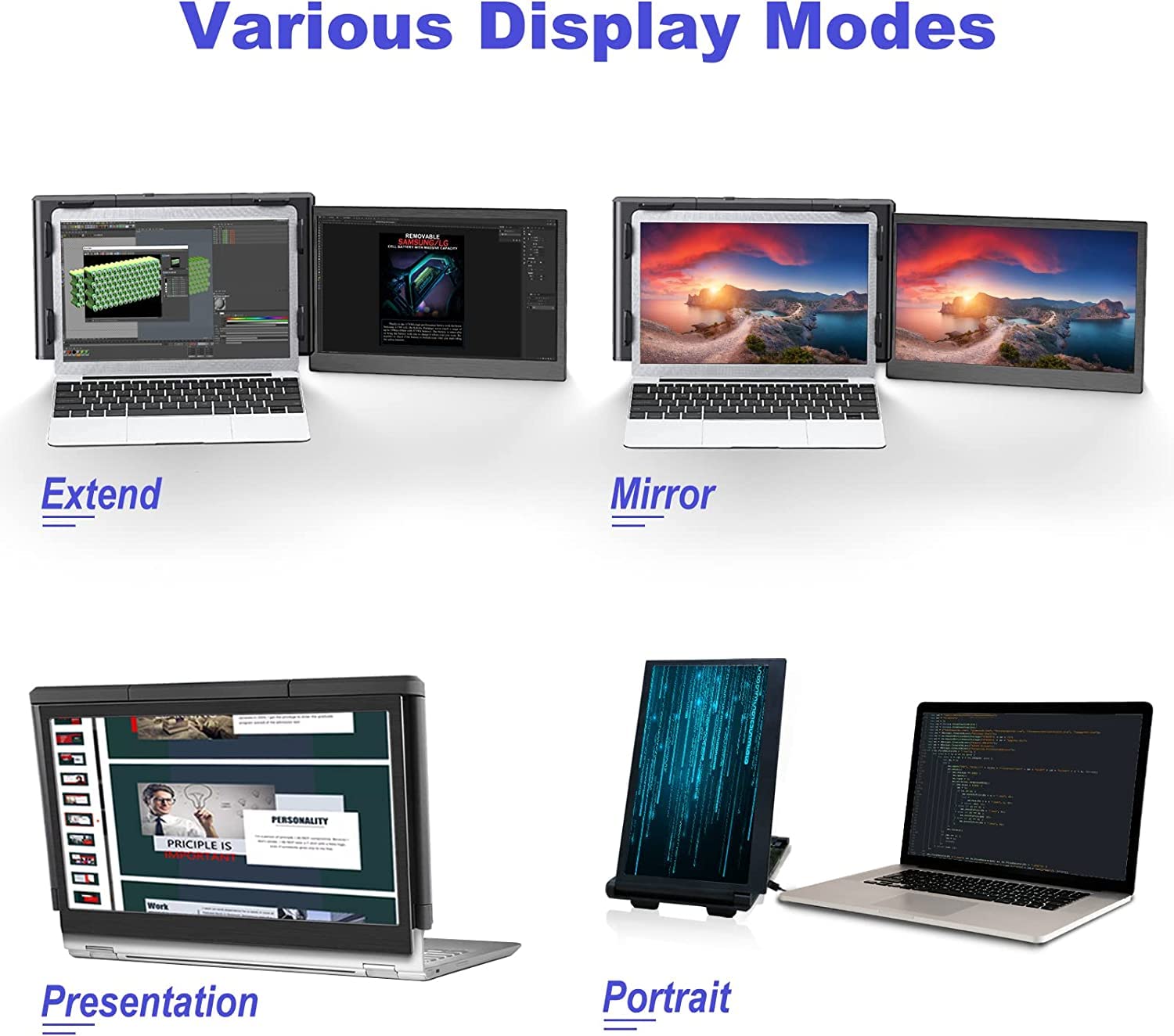 KEFEYA 2023 New 13.3-16.5 Inch Full HD 1080P IPS Dual Screen Laptop Monitor - Portable External Display for Laptops, PS5, Nintendo Switch - Perfect for Gaming, Coding, Stock Trading & Multitasking