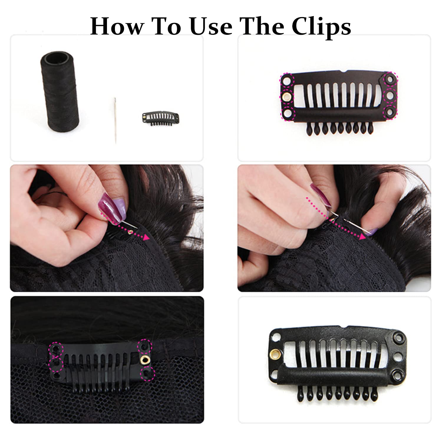 BLUSHIA 14-Piece Hair Extension Clips for Women & Men - Black Remy Human Hair Weft Clips (3.4cm) - Snap-In Wig Clips for Hair Patches, Bridal Dupatta & Everyday Styling - Perfect for Weddings, Parties & Daily Hair Volume Boost
