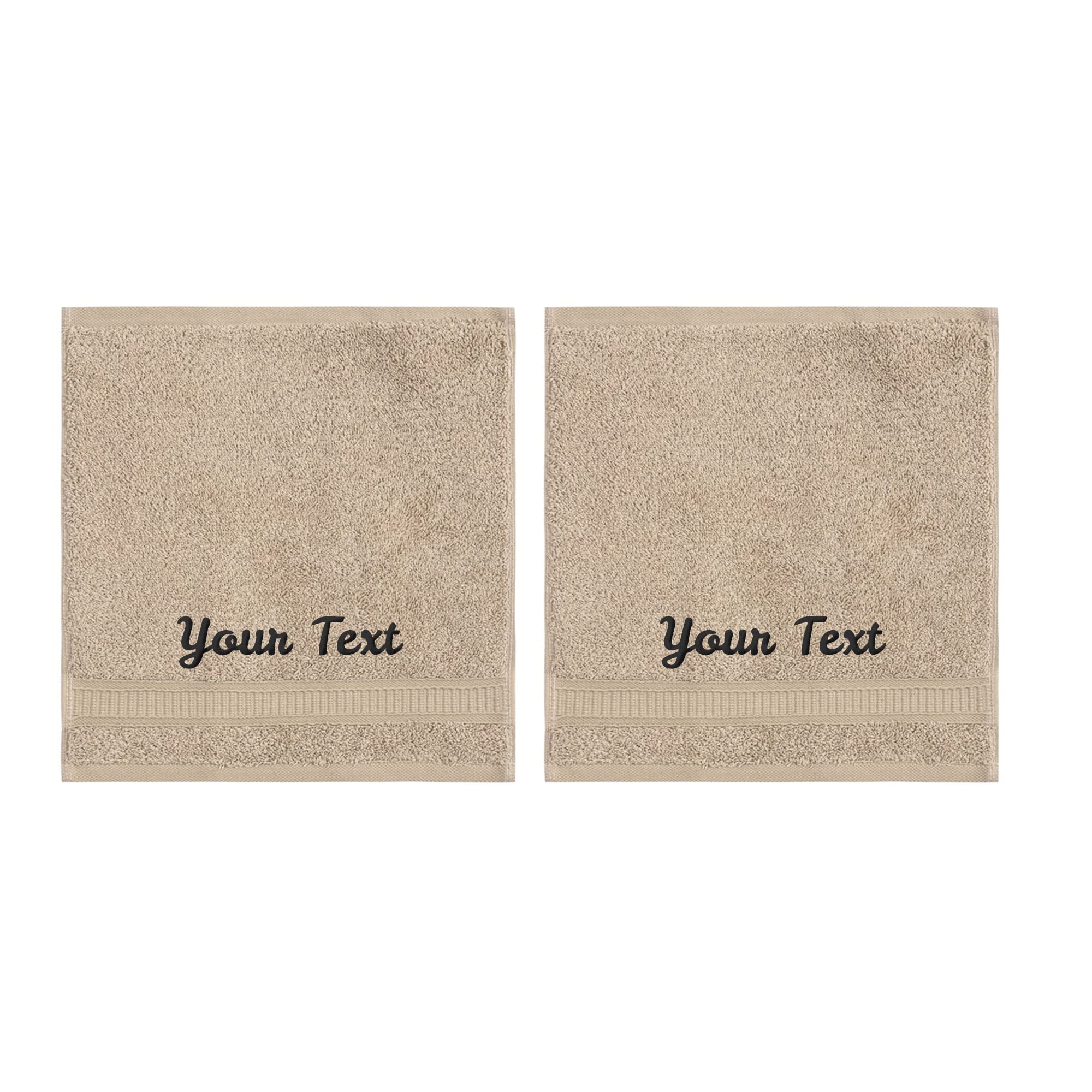 **Personalized Monogrammed Towels - 2 Pack Luxury 100% Turkish Cotton Washcloths for Bathroom, Spa, Gym & Travel | Soft & Absorbent Face & Body Towels for Adults & Baby | Perfect for Hotels, College Dorms & Home Decor (Beige)**