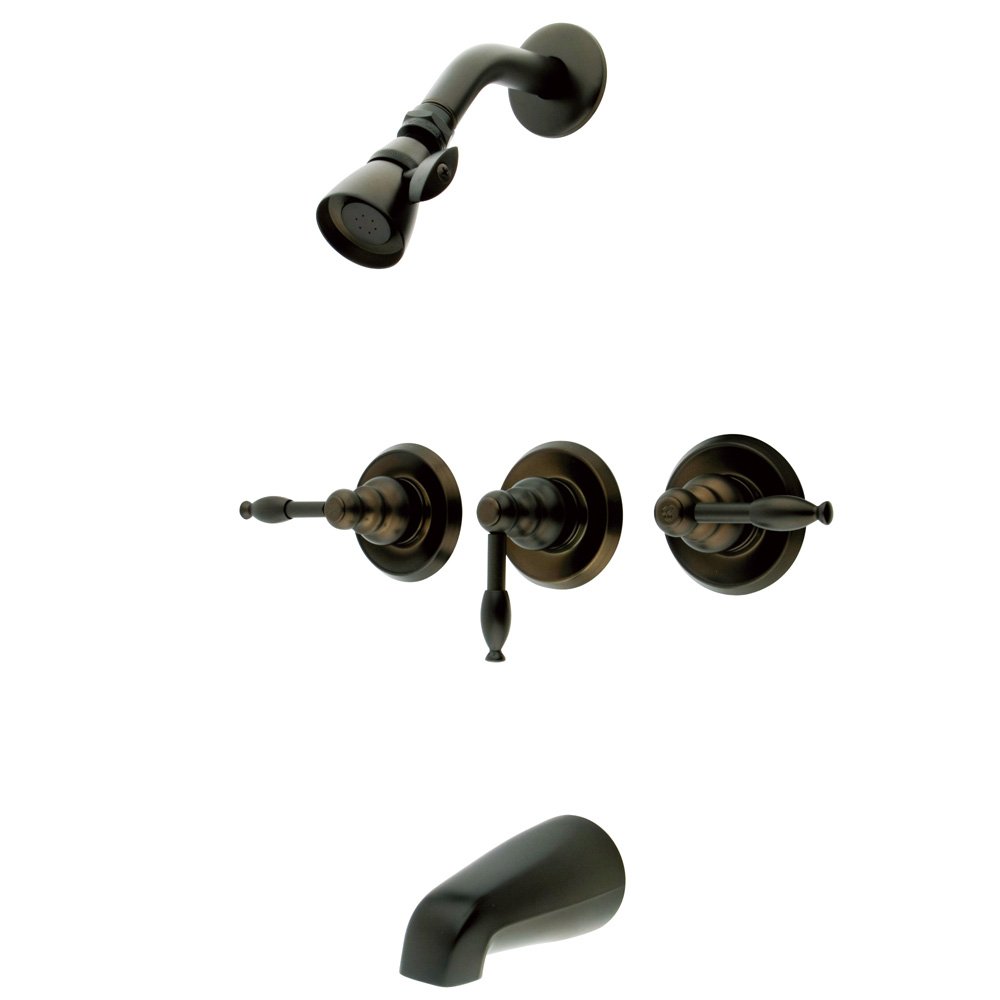 Elements of Design Magellan EB235KL 3-Handle Tub and Shower Faucet in Oil Rubbed Bronze - Perfect for Bathroom Renovation & Modern Home Decor