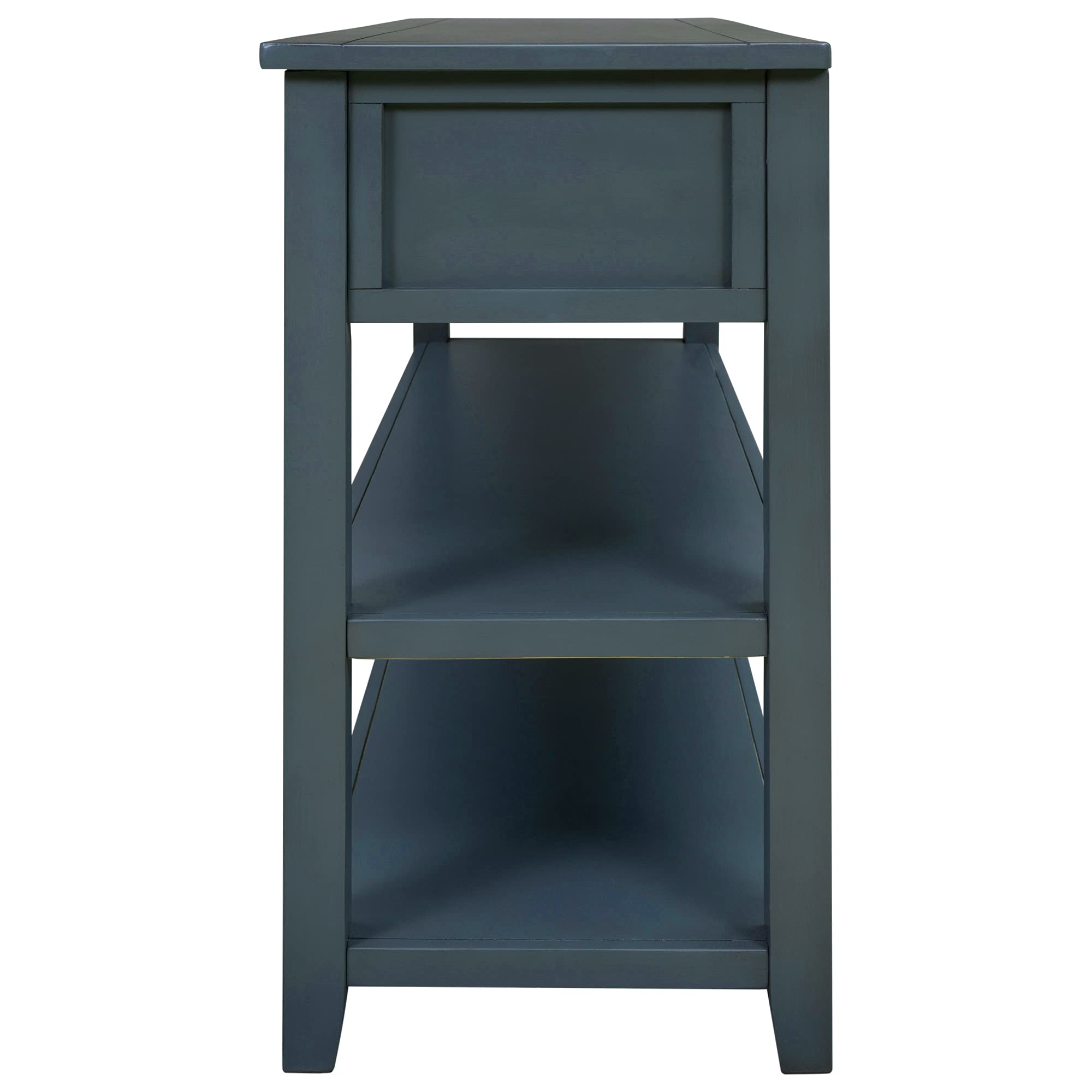 Solid Wood Console Table with 3 Drawers & 2 Storage Shelves - Modern Entryway Sofa Table for Hallway, Living Room | Retro Design Home Decor | Perfect for Small Spaces & Apartment Entryways (Navy Blue)