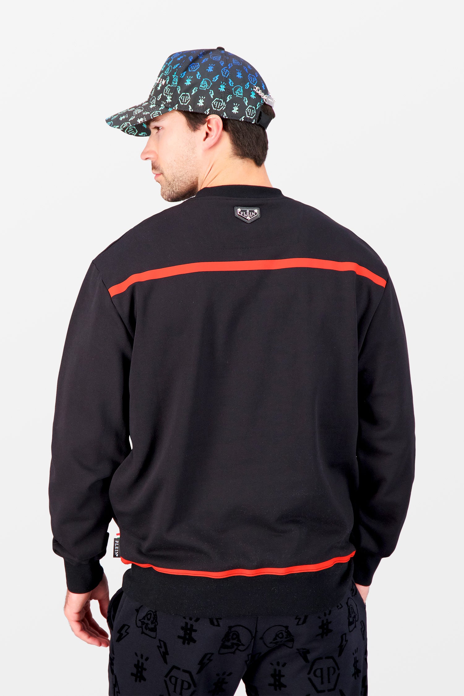 Philipp Plein Black Long Sleeve Print Lucky One Sweatshirt | Men's Luxury Streetwear Hoodie | Perfect for Casual Wear & Night Out