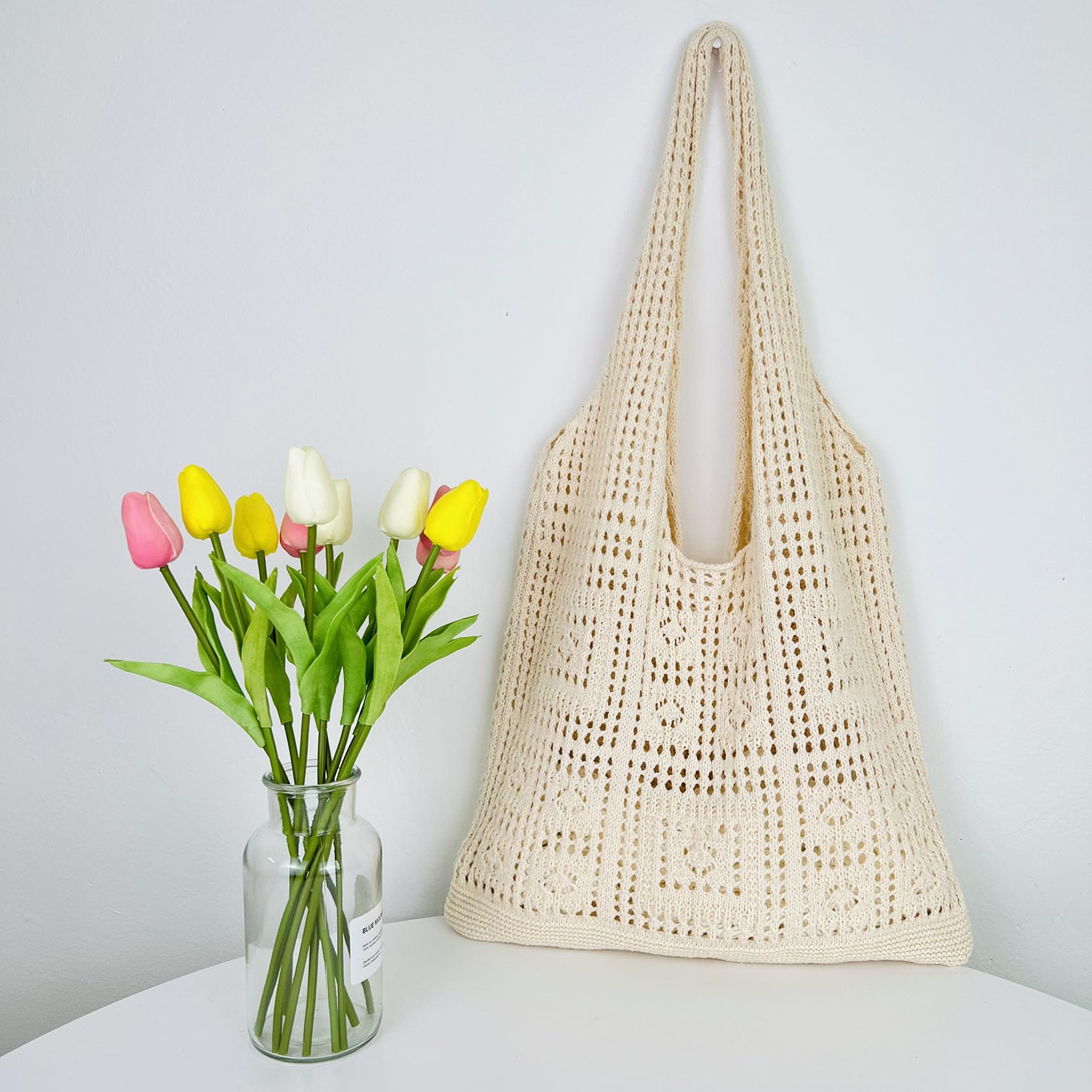 Stylish Large Knitted Shoulder Tote Bag - Crochet Beach Bag for Women | Boho Hobo Handbag | Perfect for Summer Outings, Beach Trips & Shopping
