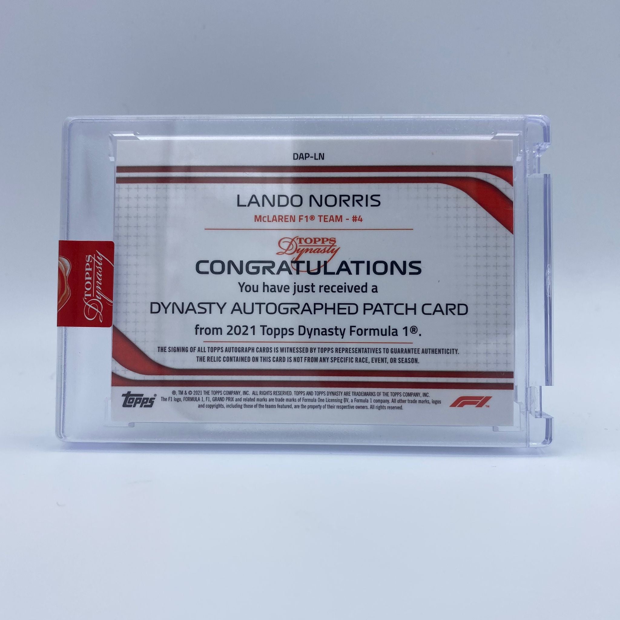 Lando Norris McLaren #4 Dynasty Autograph Patch LN - Limited Edition Racing Collectible for Fans, Memorabilia Display, and Motorsport Enthusiasts