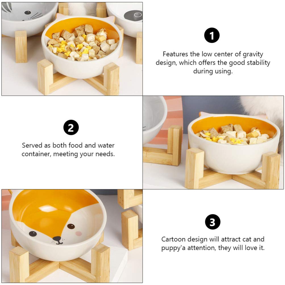 Elevated Ceramic Pet Bowl Set - Raised Cat & Dog Feeder Dish for Healthy Eating