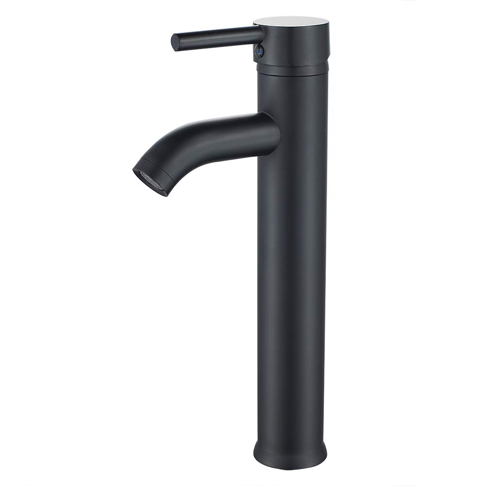 Modern Black Single Handle Tall Vessel Sink Faucet - Bathroom Vanity Basin Mixer Tap with High Arc Spout - Perfect for Contemporary Bathrooms, Powder Rooms & Luxury Home Decor