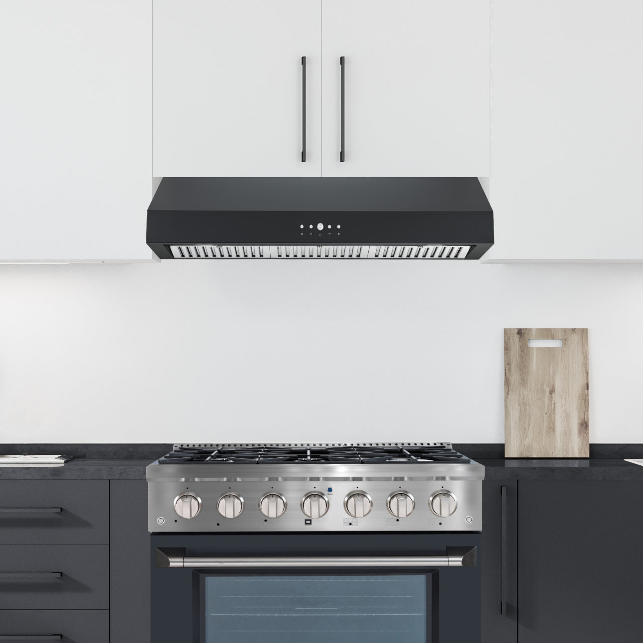 Ancona 36-Inch 440 CFM Ducted Under Cabinet Range Hood in Black - Powerful Kitchen Ventilation for Smoke & Odor Removal