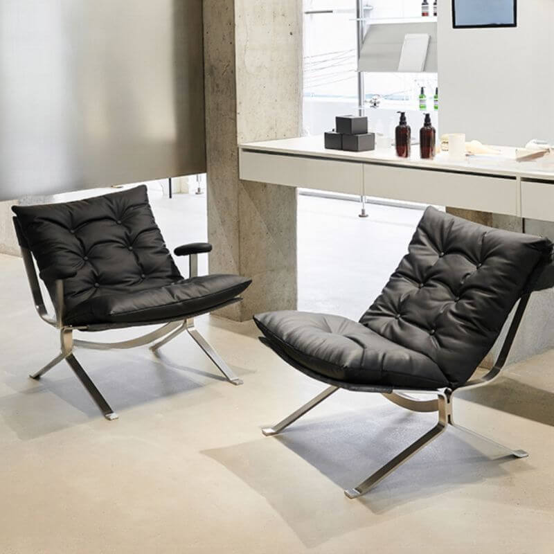 Midnight Black Stitch Tufted Reclining Accent Chair with Tufted Back & Removable Cushions - Modern Living Room Furniture with Ottoman (Optional) - Perfect for Home Theater, Reading Nook & Lounge Areas