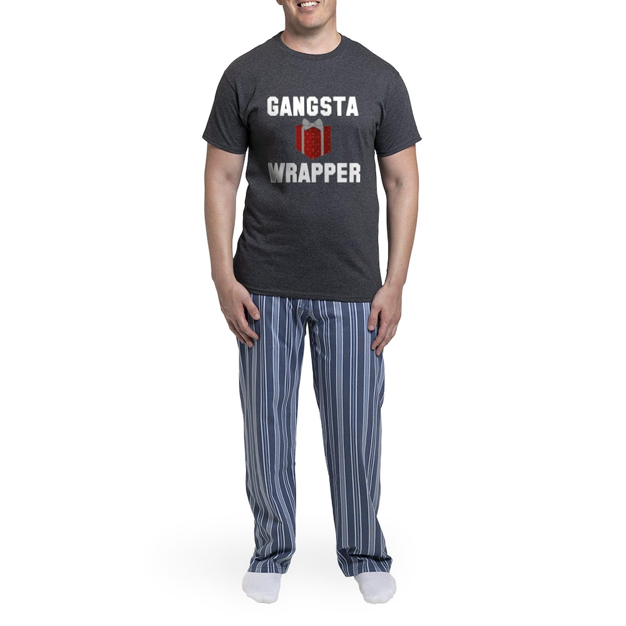 Gangsta Wrapper Men's Dark Pajama Set - Charcoal Novelty Sleepwear for Men | Comfortable Lounge Pajamas for Relaxing at Home, Sleepovers & Gifts