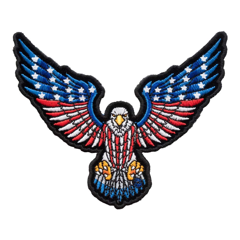 American Flag Eagle Iron On Patches for Clothing & Jeans - 4.75x3.5in Patriotic Embroidered Sew On Patches for Jackets, Bags, Hats & DIY Crafts - USA Military Style Decorative Patches for Veterans Day, 4th of July & Patriotic Events