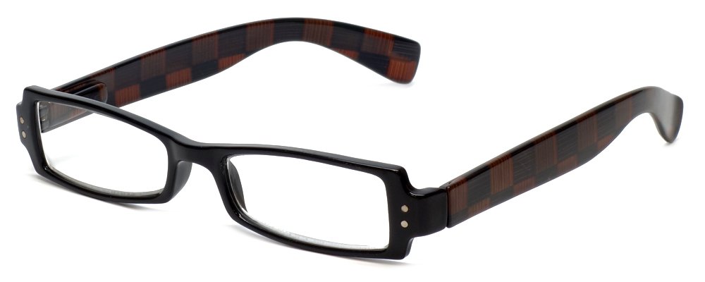 Calabria 763 Retro Rectangle Reading Glasses for Men & Women - Trendy Designer Eyewear with Matching Soft Case - Perfect for Reading, Work & Fashion Accessories