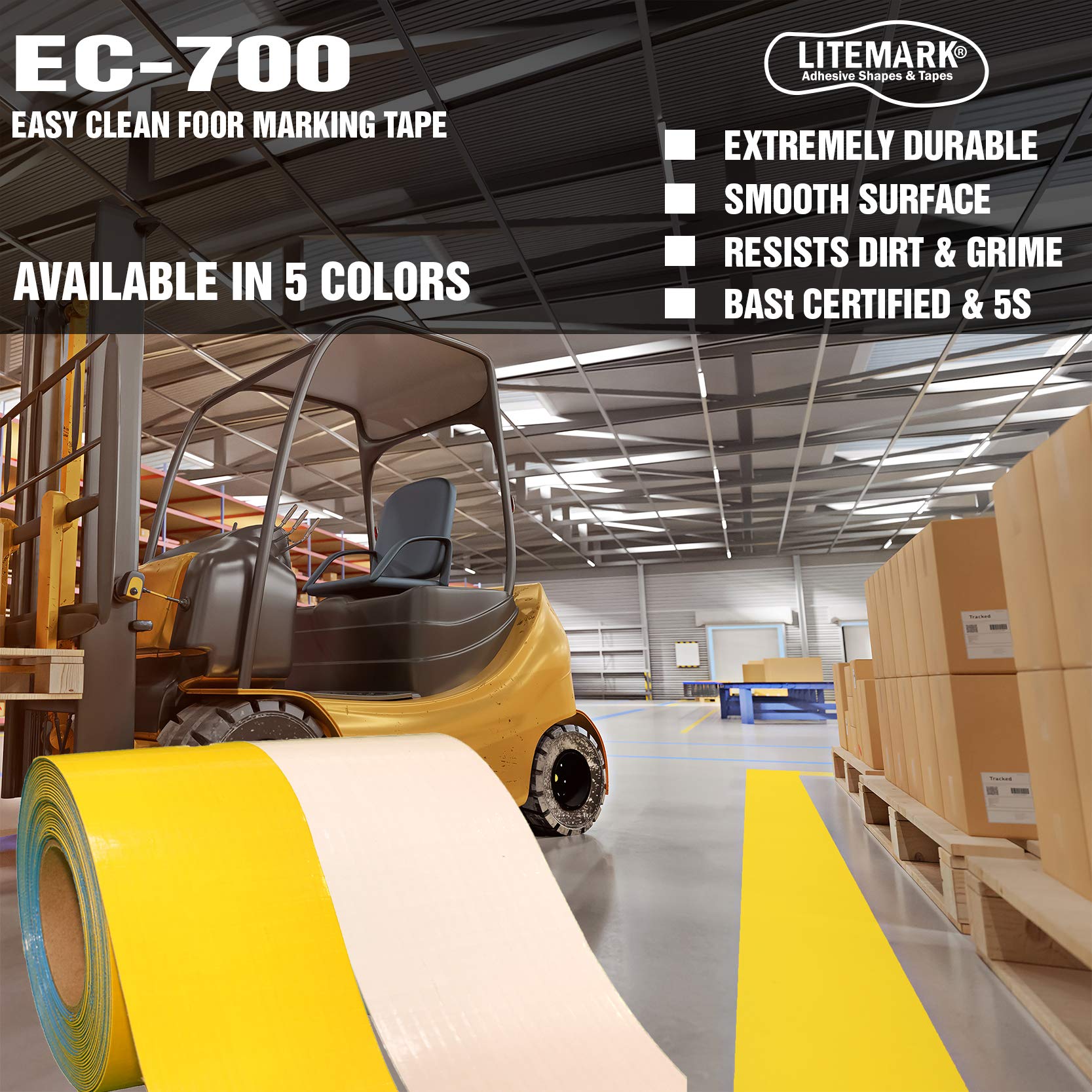 LiteMark EC-700 Heavy Duty Smooth Floor Marking Tape - 4