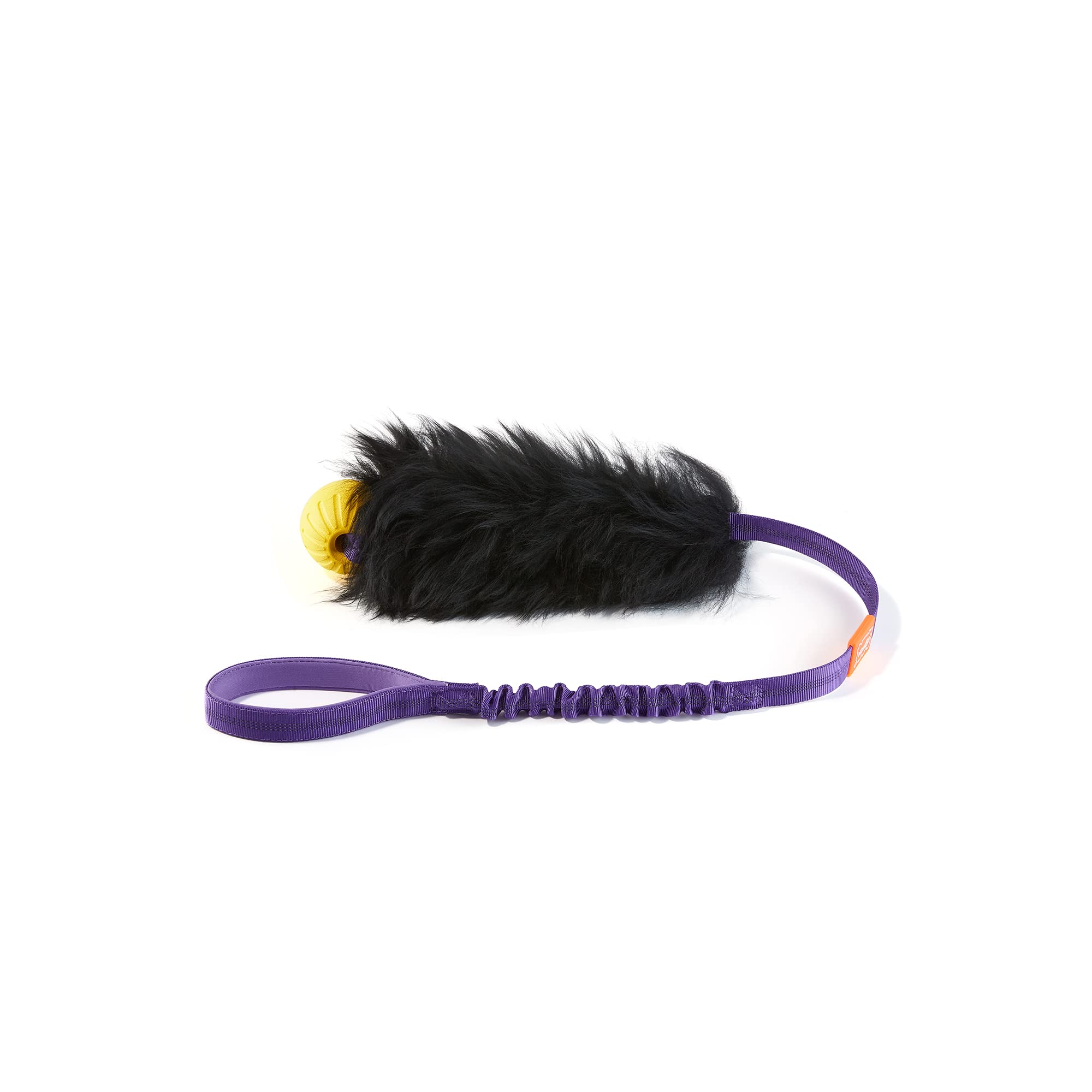 HOWGO 100% Sheepskin Dog Rope Toy - Durable Bungee Chaser & Tug Toy with Natural Sheep Smell for All Dog Breeds (Purple, Large with Ball) - Perfect for Fetch, Training & Interactive Play