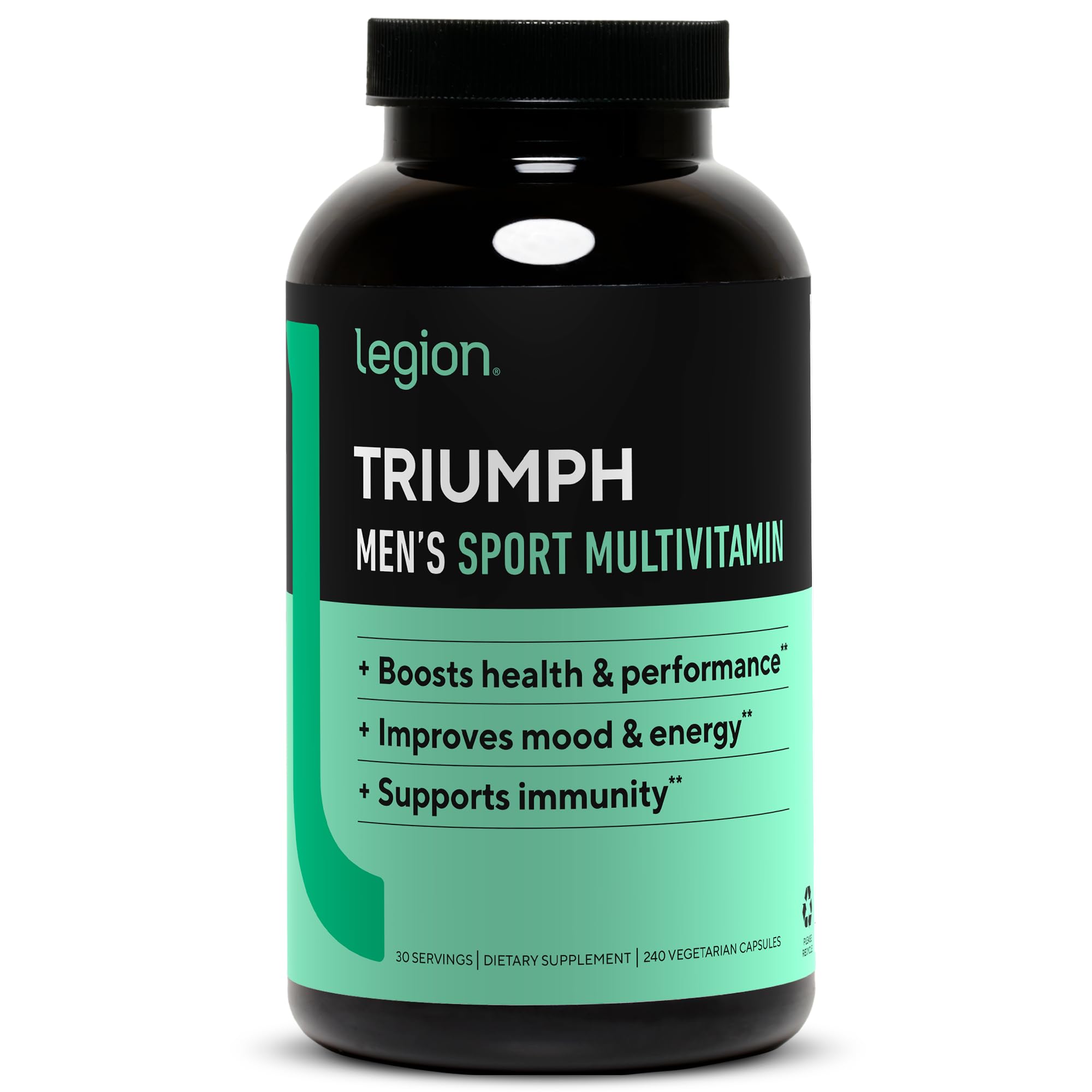 LEGION Triumph Men's Sport Multivitamin - Complete Daily Vitamin Supplement for Men with 21 Essential Vitamins & Minerals - Supports Energy, Performance & Overall Health - 30 Servings - Ideal for Athletes, Gym Enthusiasts & Active Lifestyles