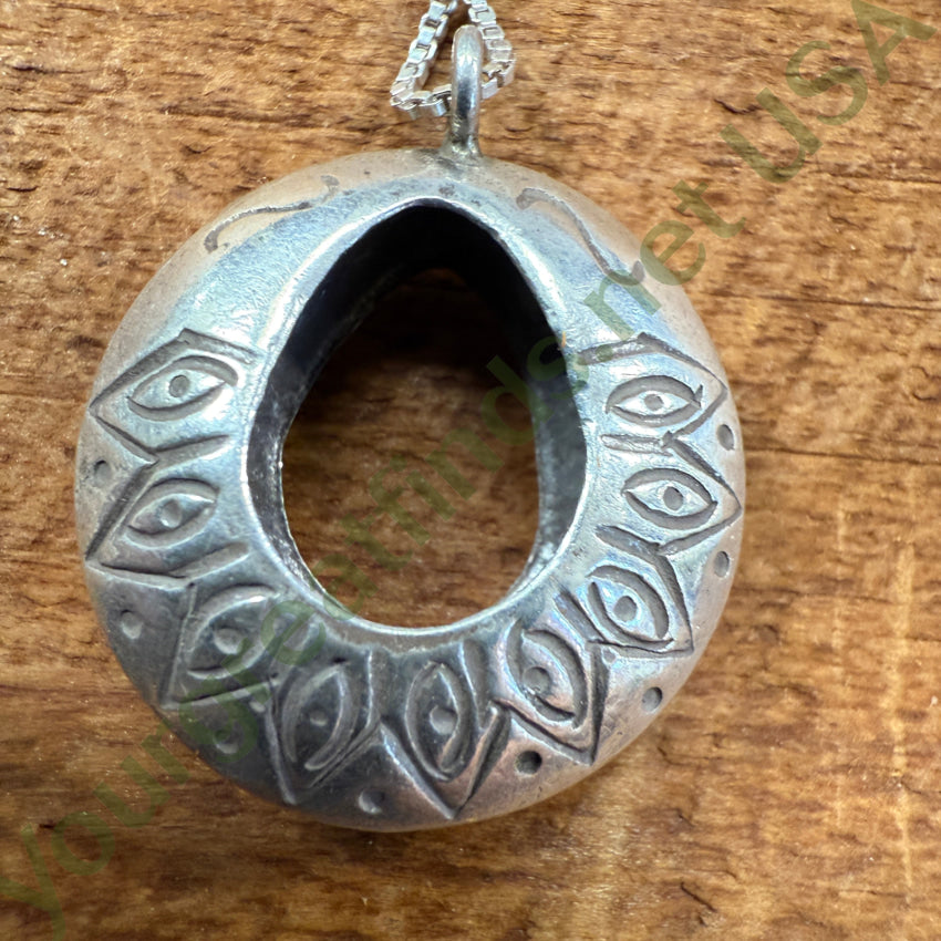 Authentic Navajo Hoop Necklace - Hand-Stamped Sterling Silver Jewelry with Tribal Designs | Perfect for Boho Fashion, Gift Giving & Cultural Events
