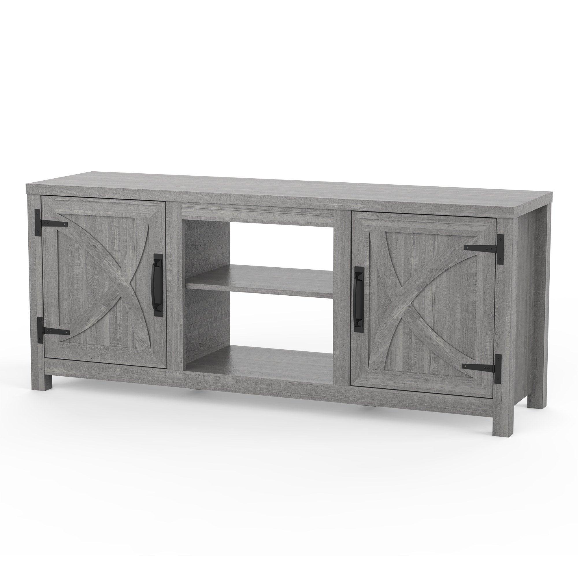 Rustic Farmhouse TV Stand for 58 Inch Flat Screen - Solid Wood Entertainment Center with Storage Cabinet - Perfect for Living Room, Home Theater & Family Room Decor