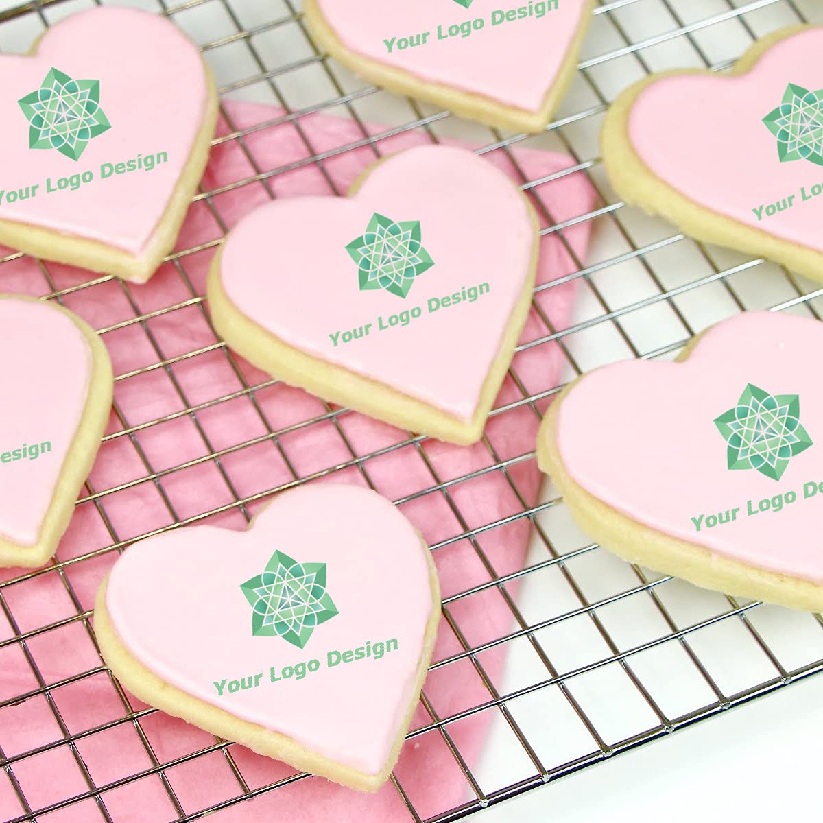 Custom Sugar Cookies with Your Logo - Smart Go Fresh Baked Business Cookies (25-Pack) - Personalized Square 3.5