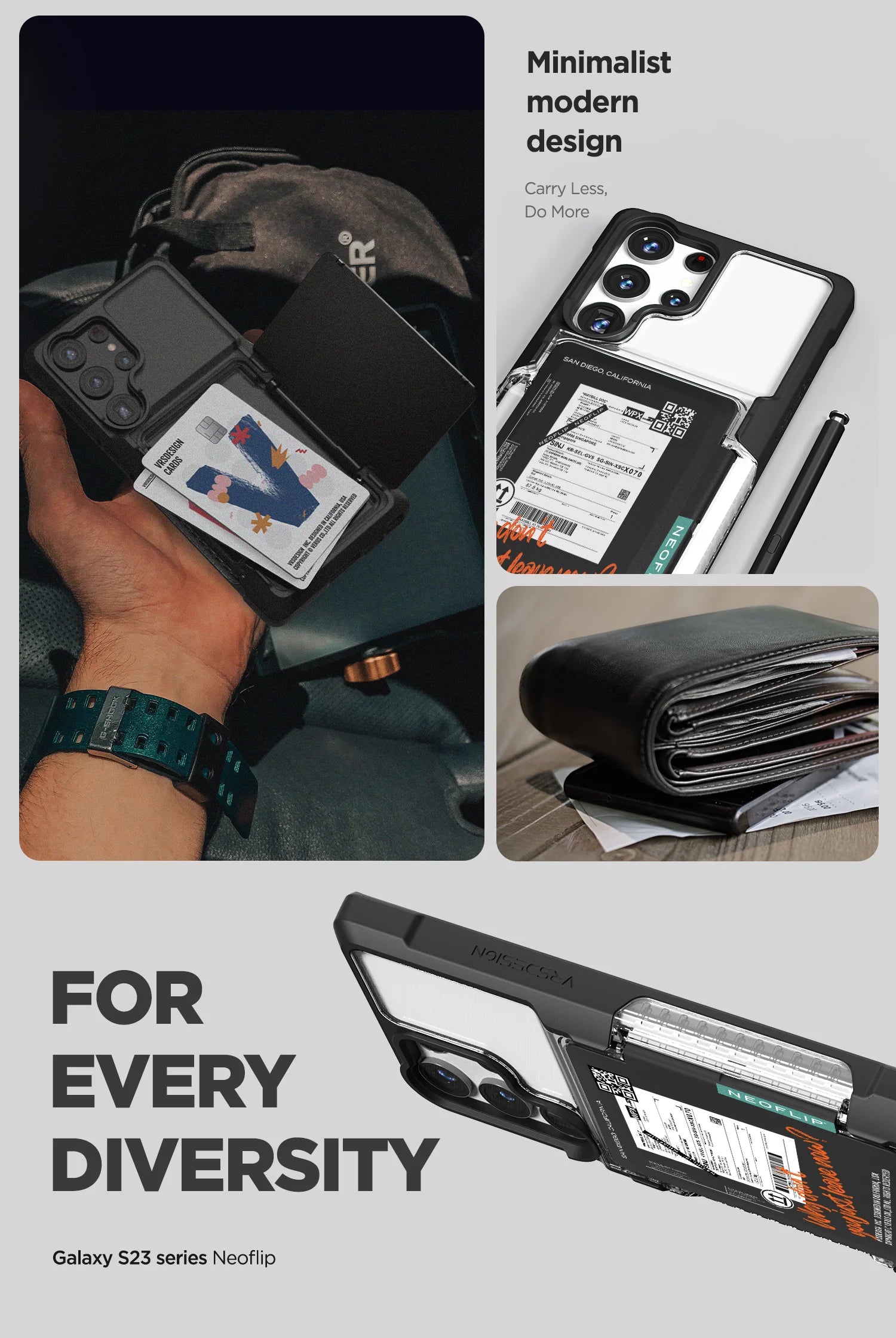 Samsung Galaxy S23 Ultra Case with Neo Flip Cover - Travel Passport Holder for Wallet & Card Storage - Perfect for Business Trips & Daily Commute