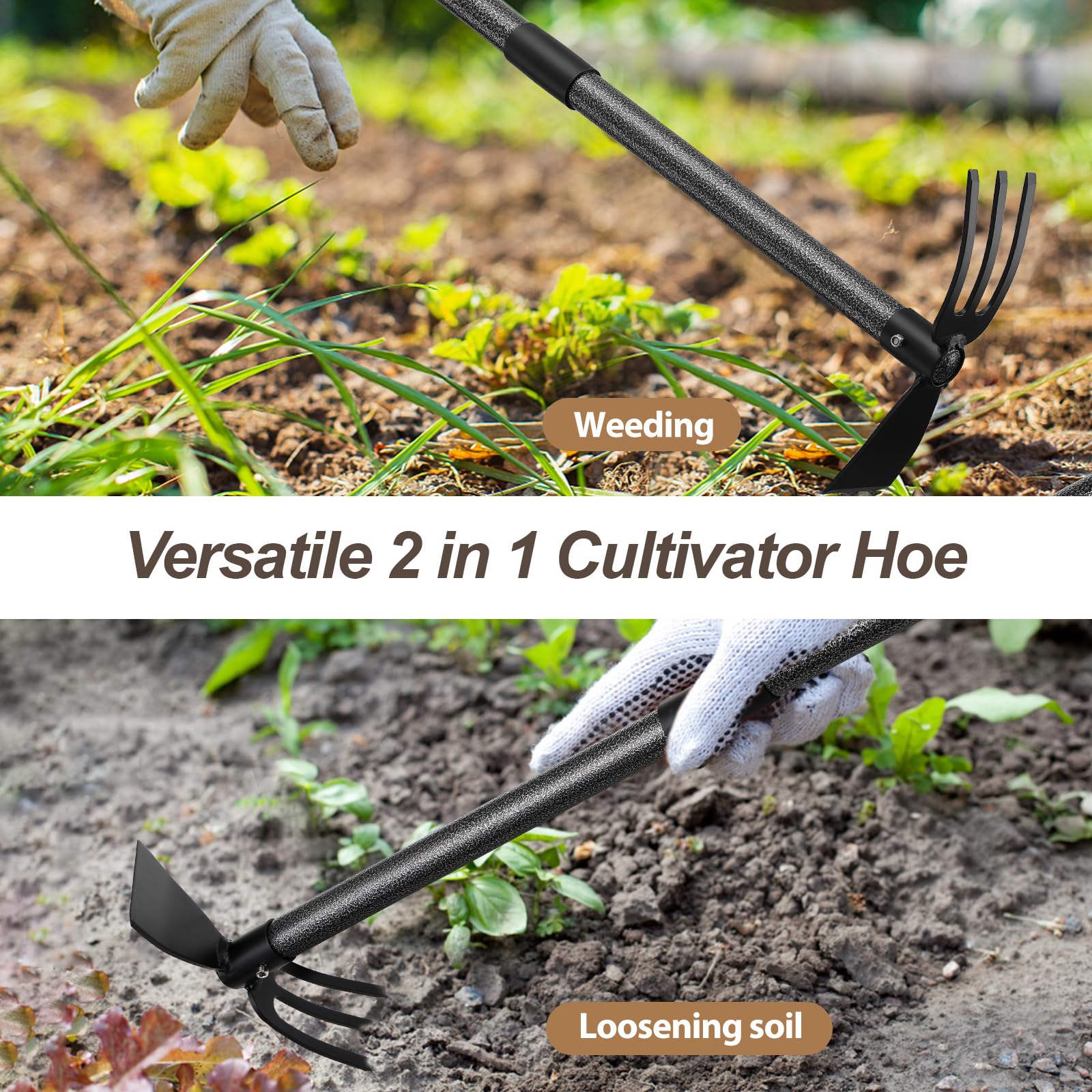 45 Inch Garden Hoe Tool with Long Handle - 2 in 1 Weeding & Cultivating Tool for Gardening, Planting, and Soil Preparation | Perfect for Vegetable Gardens, Flower Beds, and Farm Work