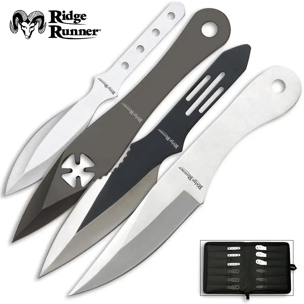Ridge Runner 24-Piece Professional Throwing Knives Set for Outdoor Survival Training, Hunting & Target Practice - High Carbon Steel Balanced Knives with Nylon Case