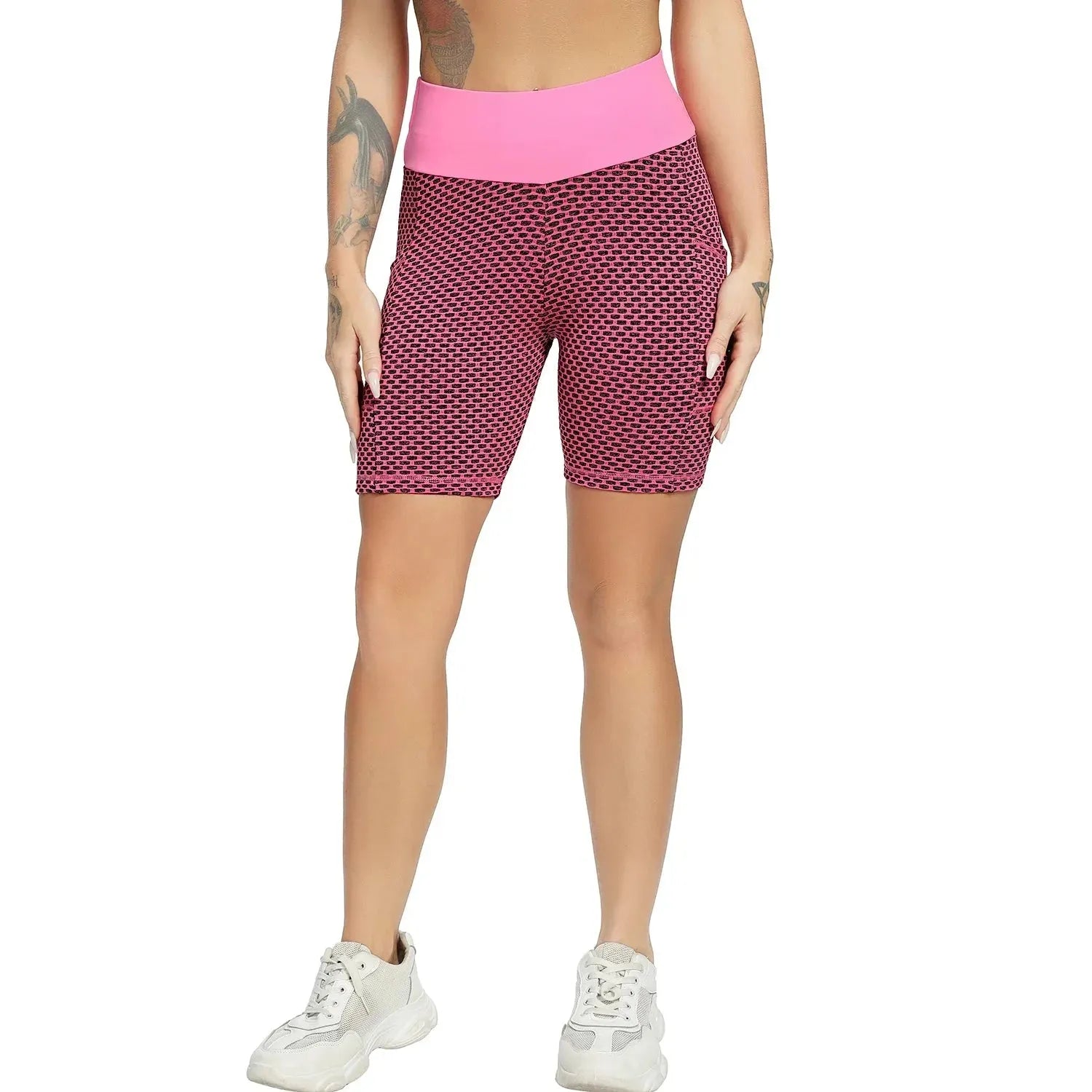 High Waist Seamless Yoga Shorts for Women - Tummy Control Workout Shorts with Pockets, Elastic Running & Gym Shorts - Perfect for Yoga, Fitness, Running & Lounge Wear
