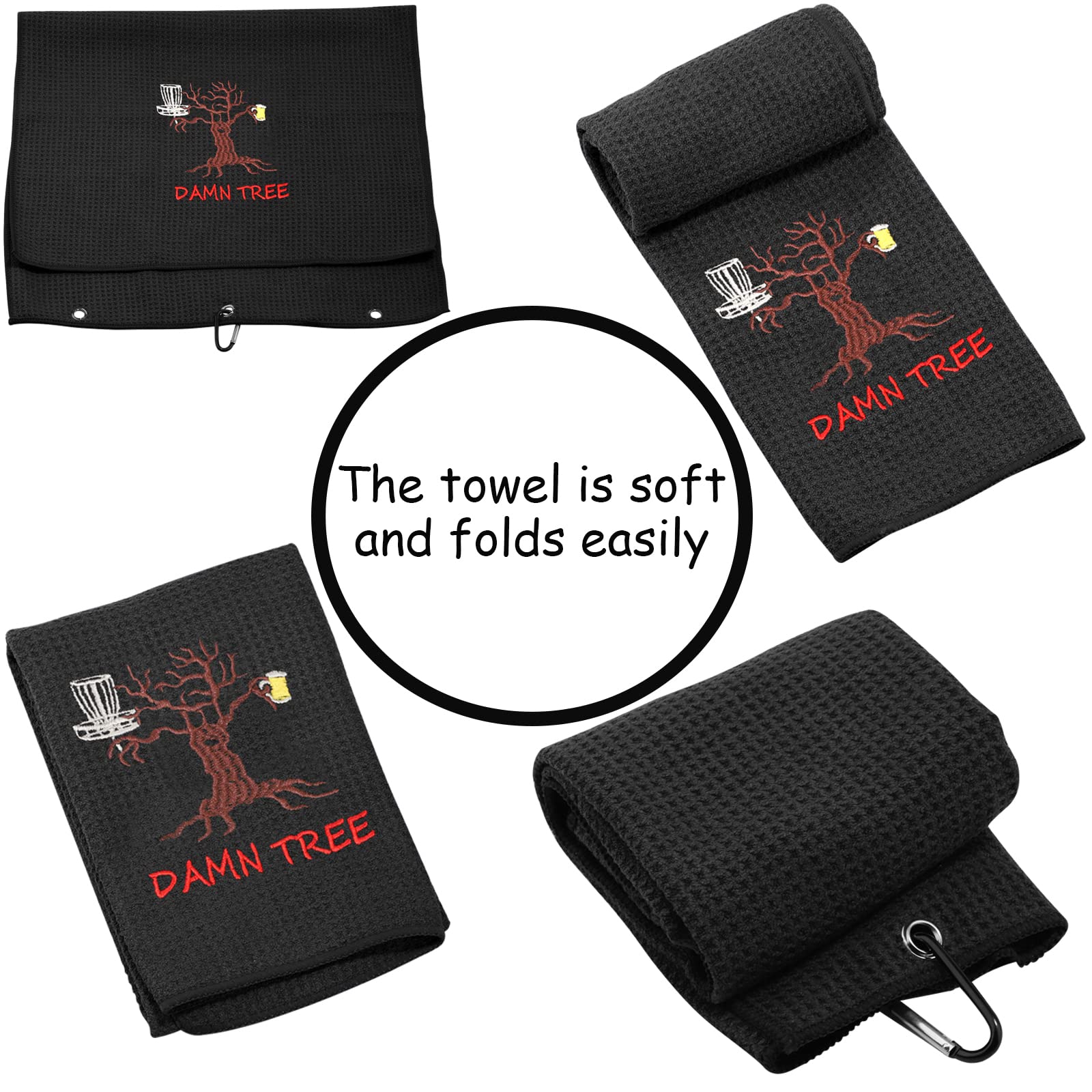 TSOTMO Disc Golf Towel - Funny 'Damn Tree' Golf Towel for Disc Golfers - Perfect Gift for Disc Golf Enthusiasts - Great for Wiping Discs and Hands During Play