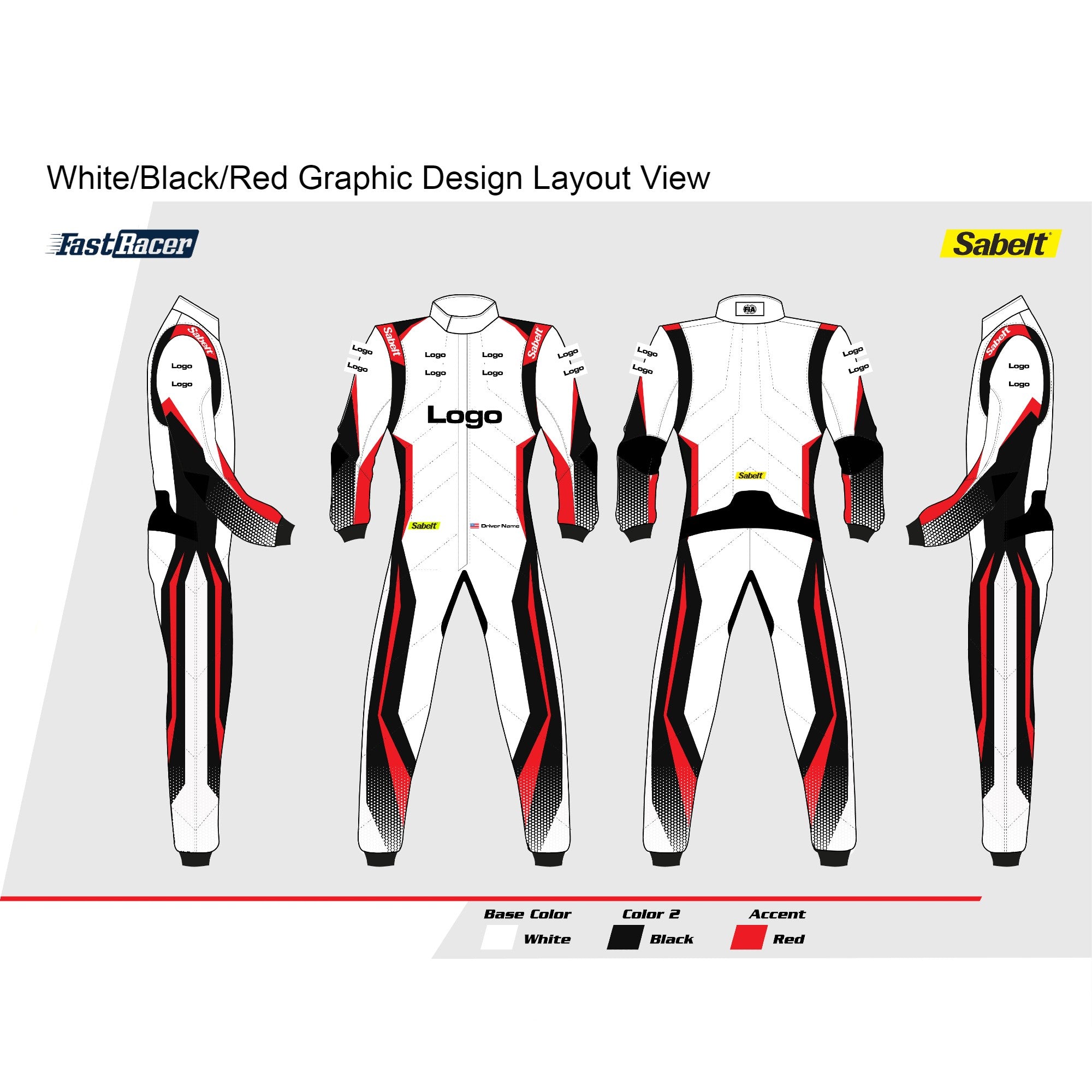 Sabelt TS 10 Sublimated Custom Racing Suit - Lightweight Fireproof Motorsport Wear for Karting & Track Days - Perfect for Professional Drivers & Racing Enthusiasts