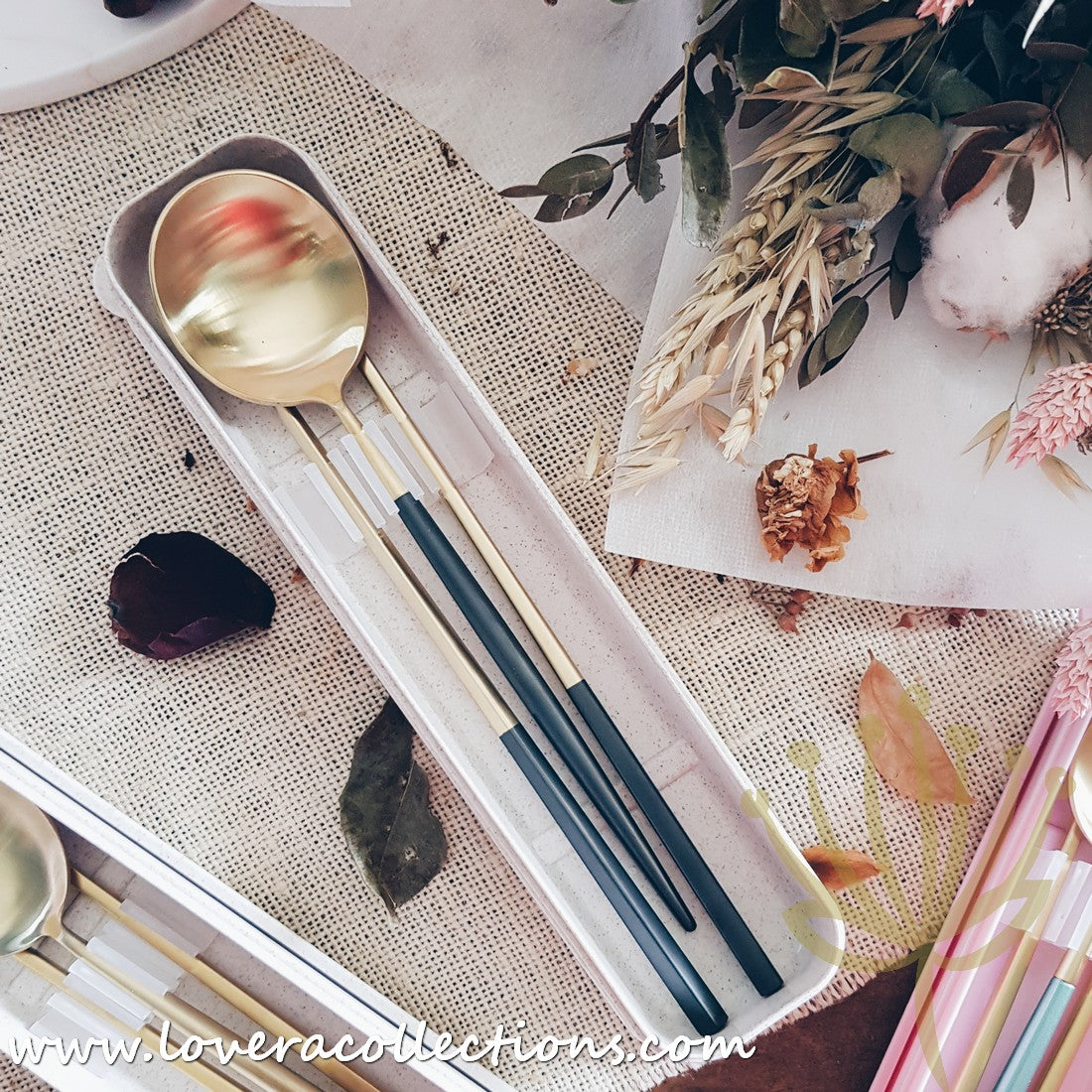 Premium 3-Piece Stainless Steel Cutlery Set - Gold Colorful Handles, SS304 Eco-Friendly Utensils with Gift Box - Perfect for Dining, Camping & Sustainable Living