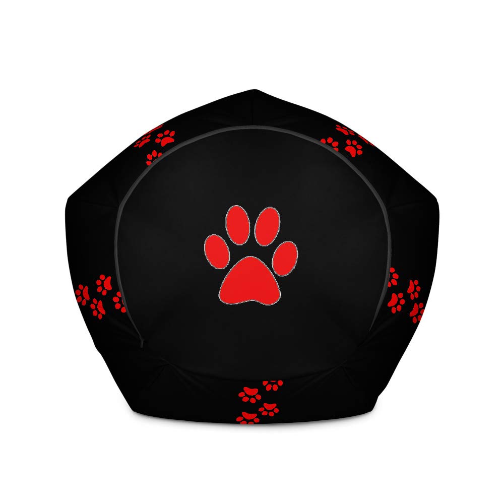 Red Paw Print Bean Bag Chair - Large Comfortable Dog & Cat Lover Gift for Gamers & Pet Owners - Perfect for Gaming Rooms, Bedrooms & Living Spaces