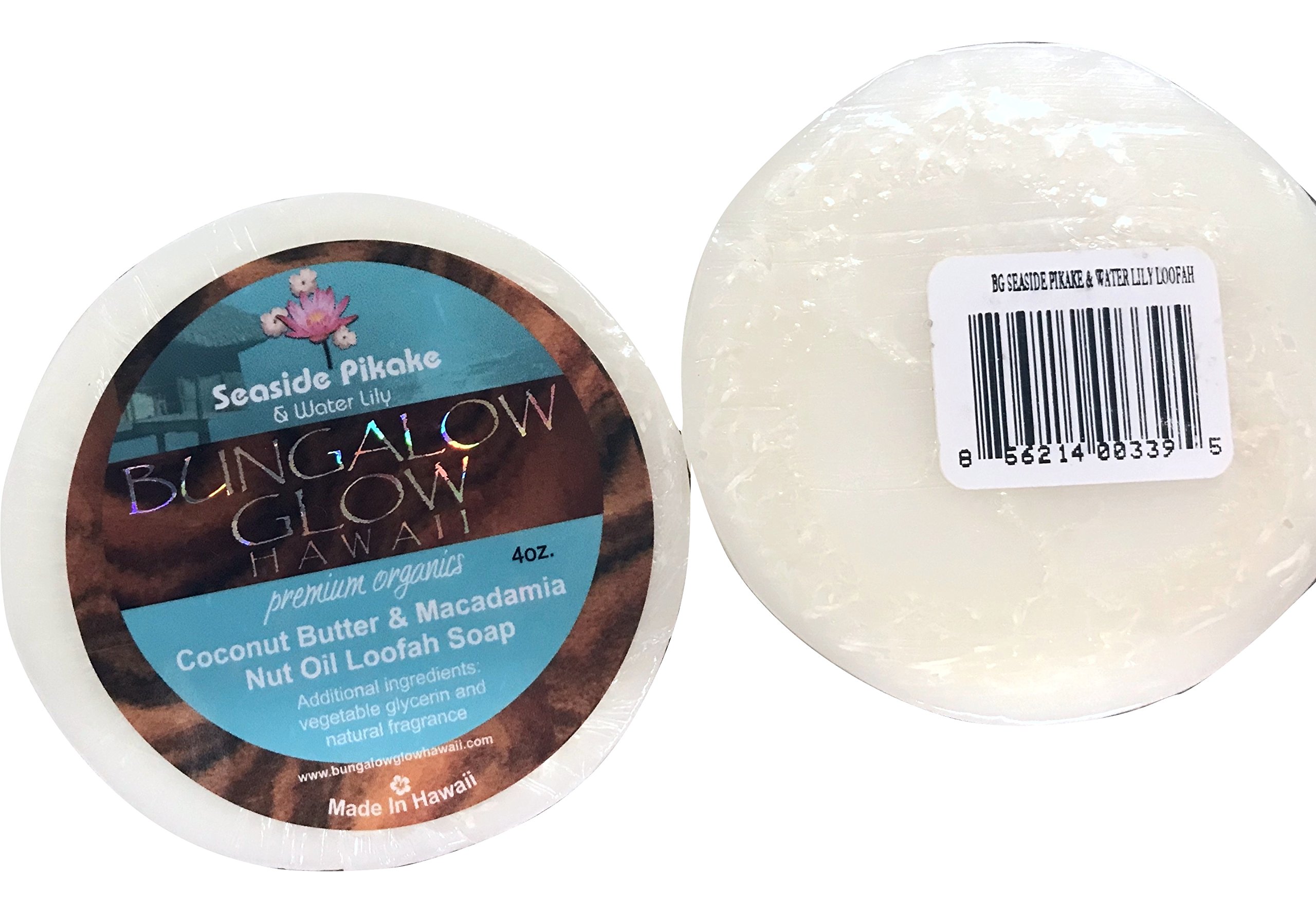 Premium Organic Coconut Butter Loofah Soap with Seaside Pikake Scent | Natural Exfoliating & Moisturizing Bar for Dry Skin | Perfect for Spa, Bath, and Gift Giving