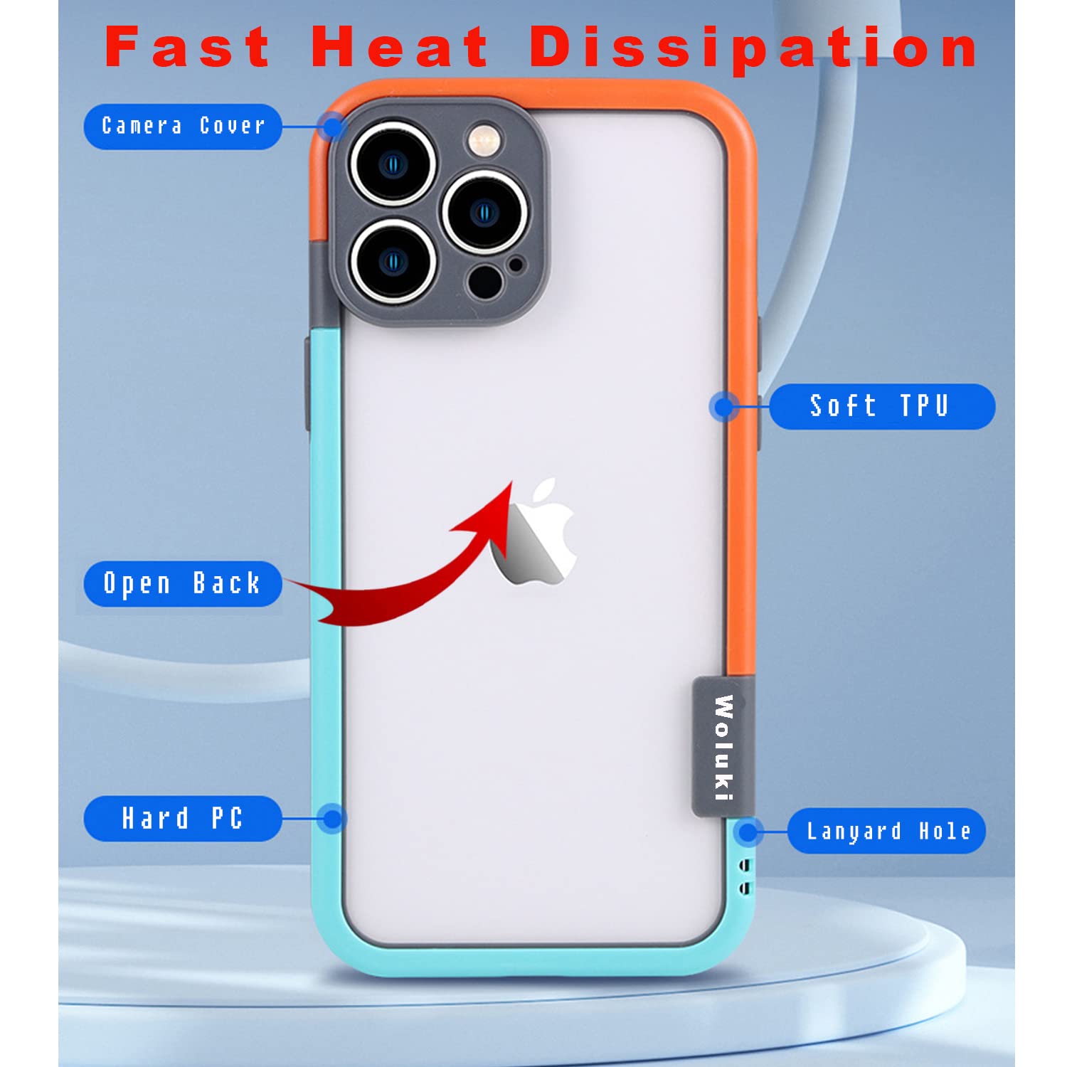 iPhone 13 Pro Bumper Case - MagSafe Compatible, Backless Design with Camera Protection | Shock-Absorbent TPU+PC Edge Frame | Heat Dissipation Technology (Blue-Orange) | Perfect for Active Lifestyles & Wireless Charging